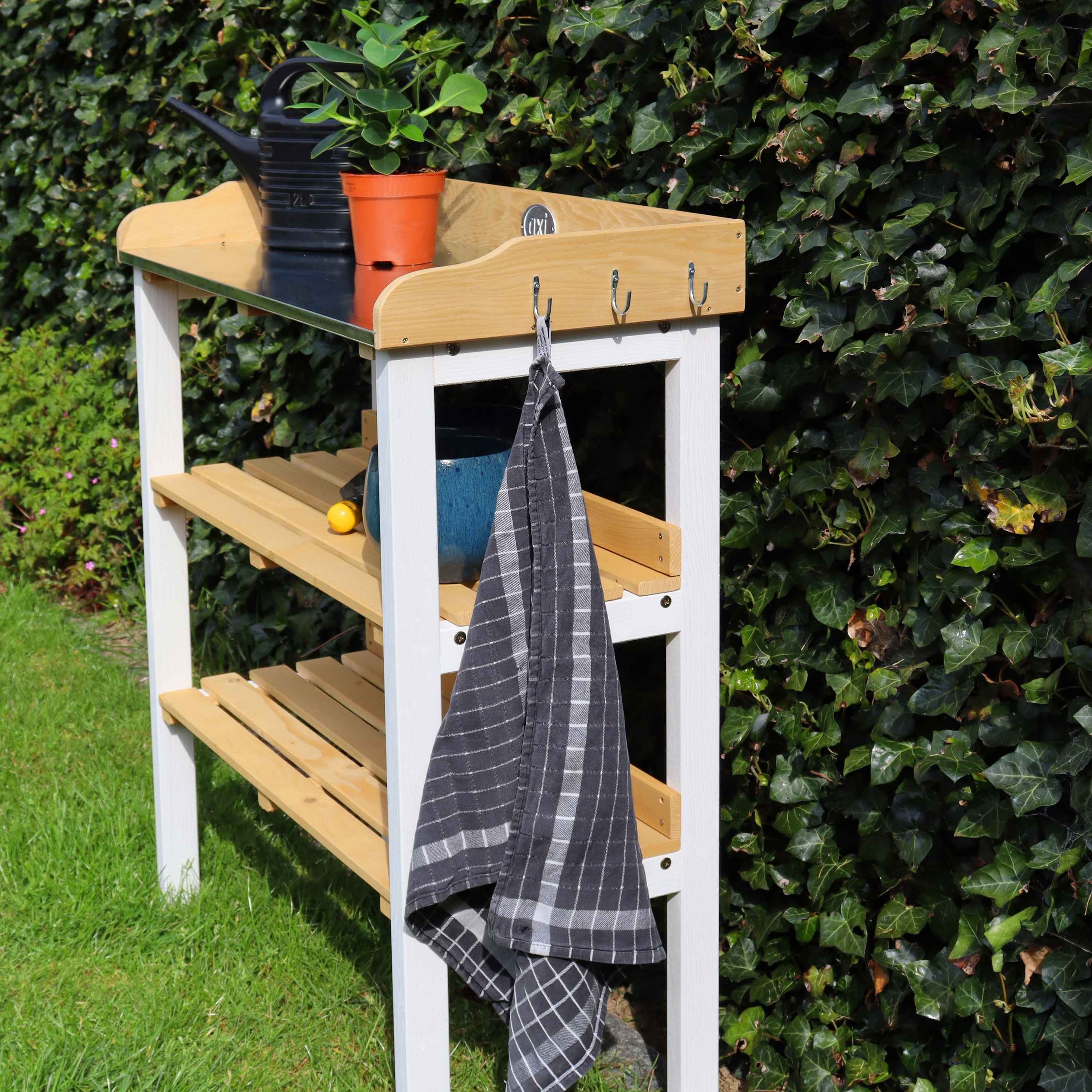 Oppottafel met opbergplanken Bruin/wit Oppottafel met opbergplanken Bruin/wit