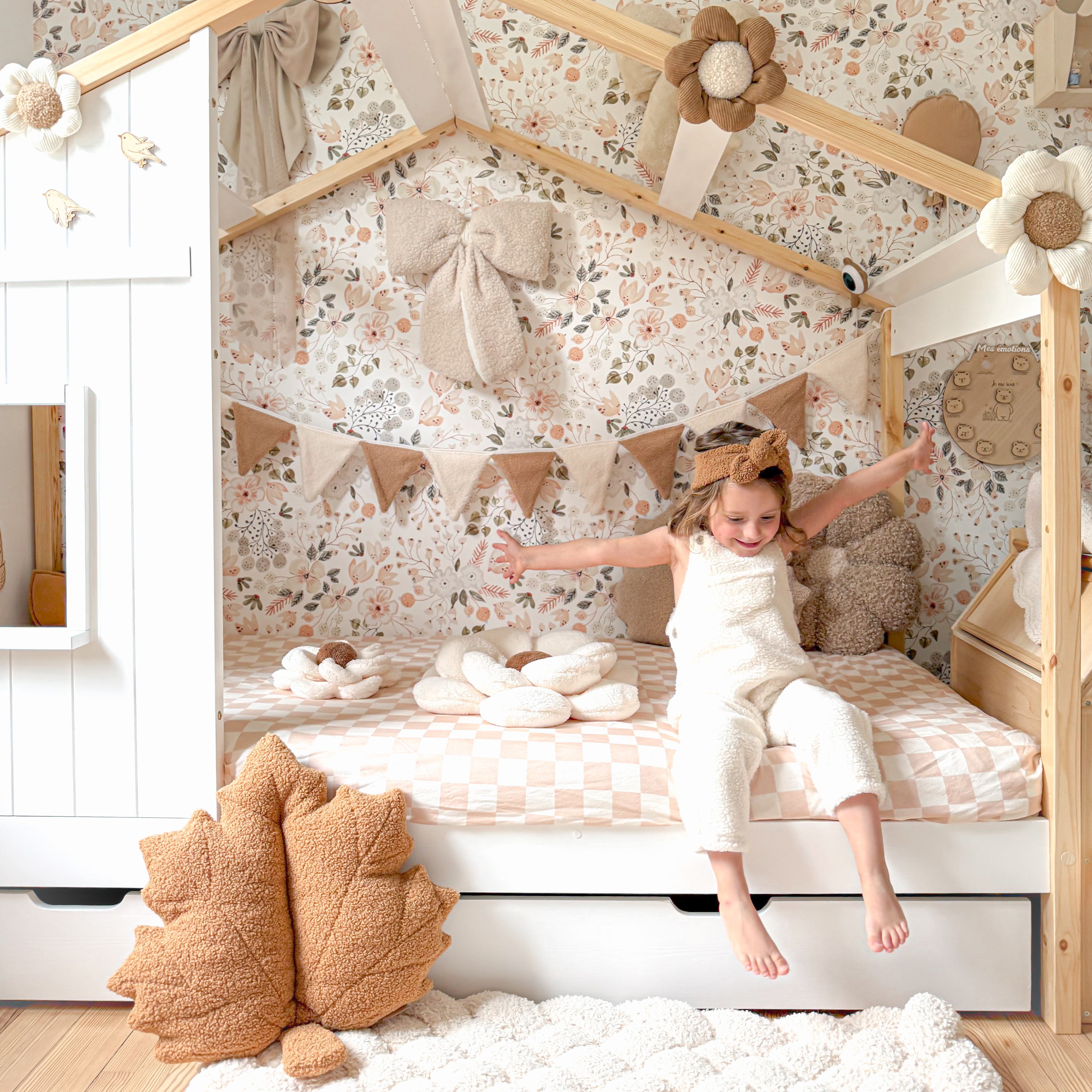 Beau House Bed with Drawer Brown/White – Without Mattress