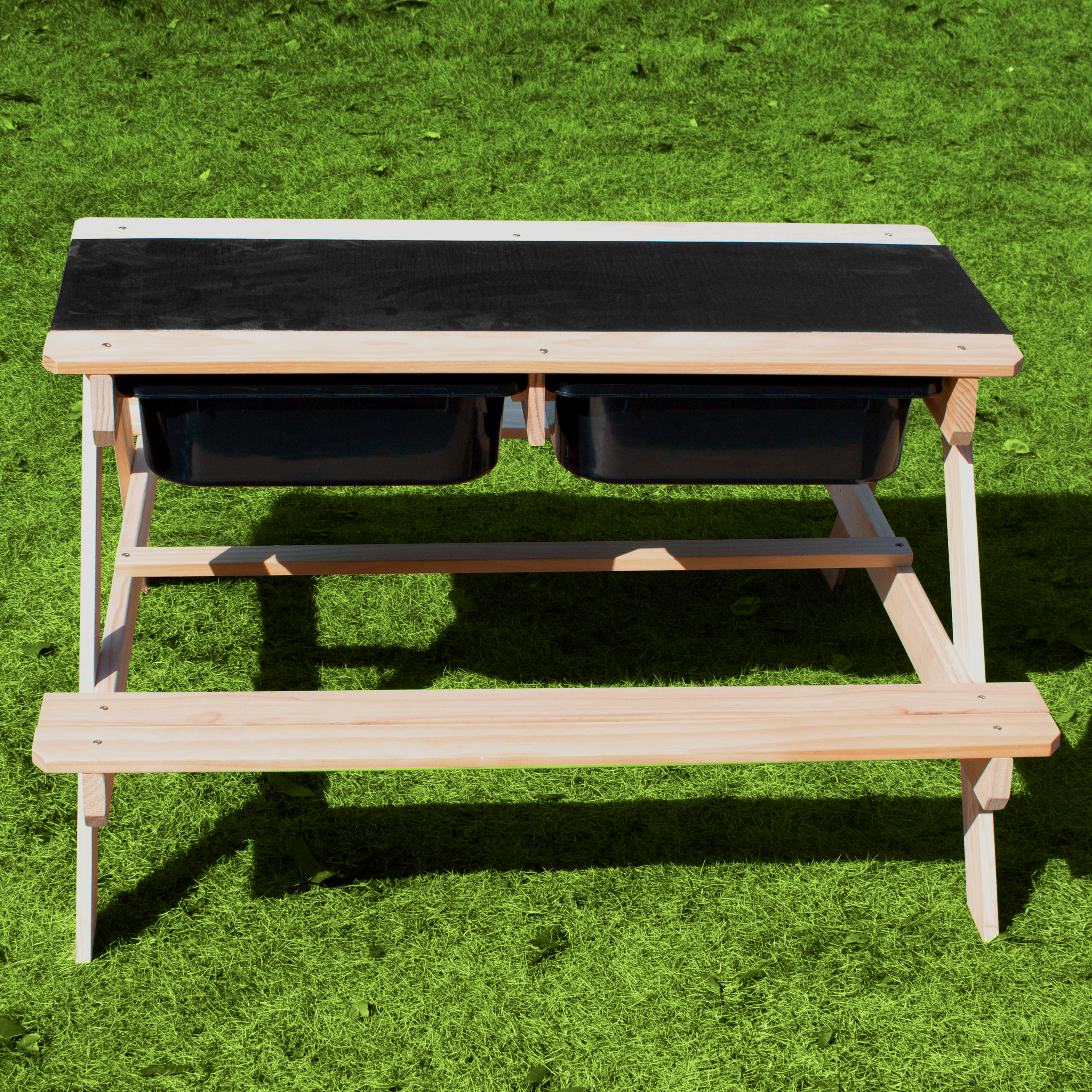 Dual Top 2.0 Sand & Water Picnic Table with Black Bins - Lim Dual Top 2.0 Sand & Water Picnic Table with Black Bins - Lim