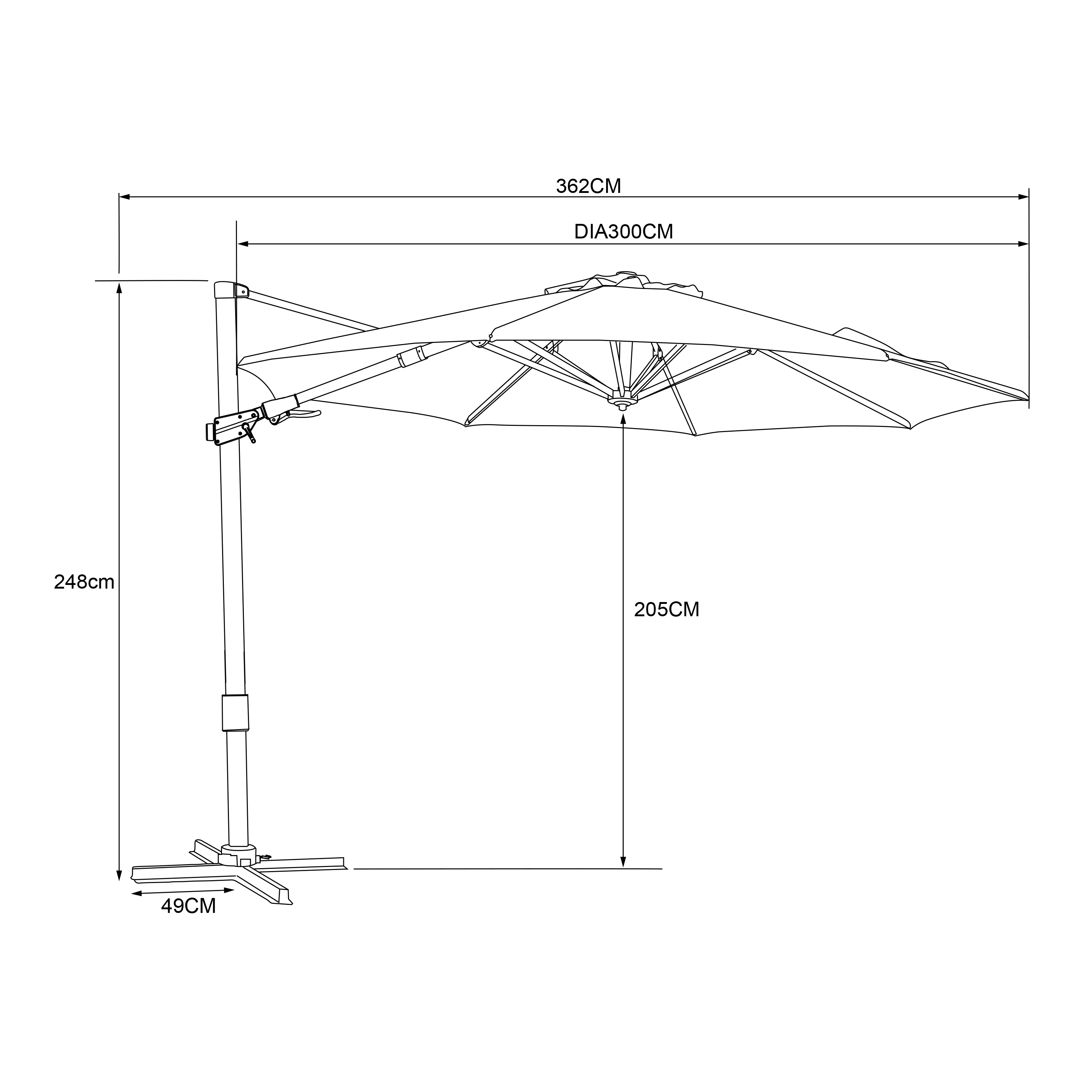 Cyrus Premium Zweefparasol Ø 300cm Houtlook/beige