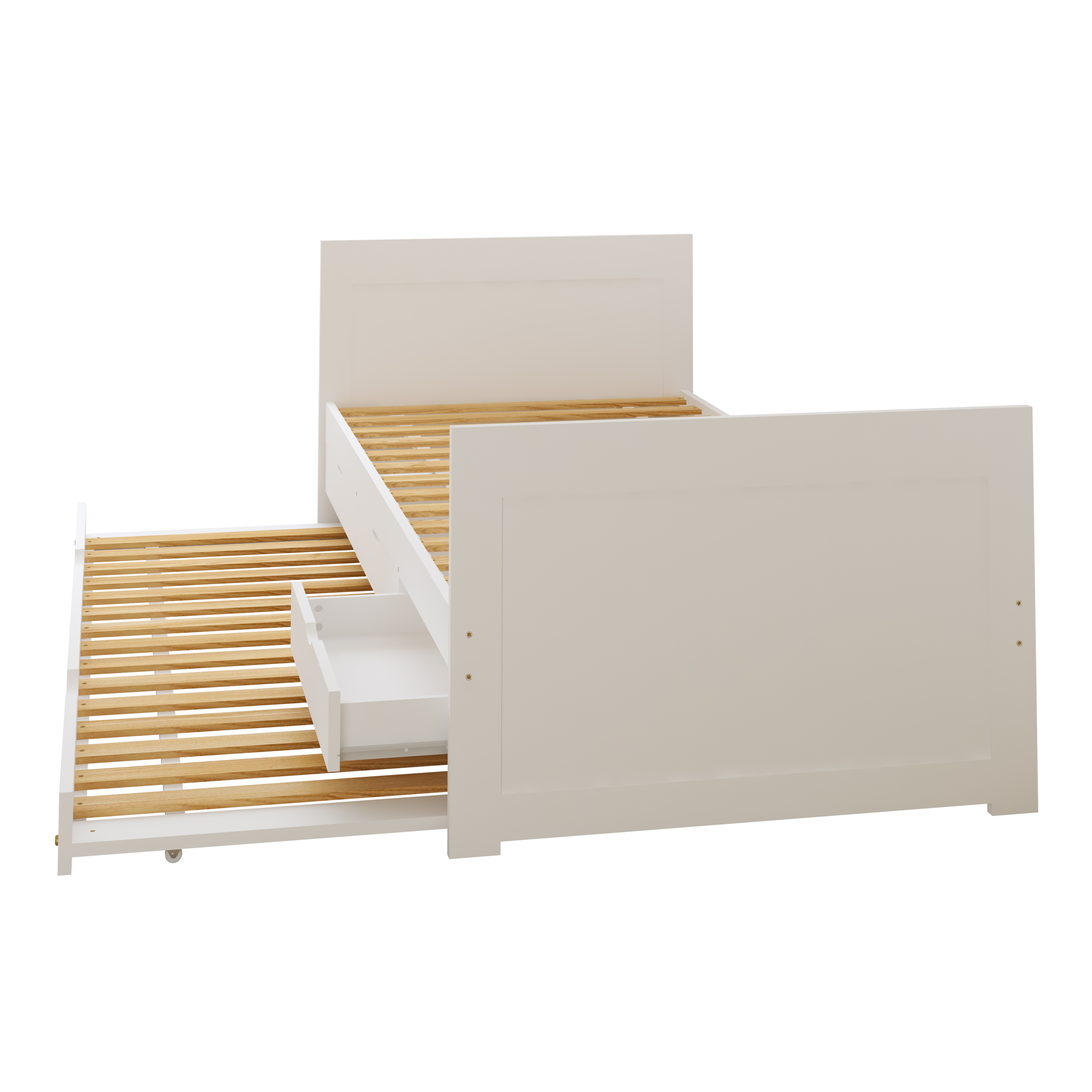 Eli Kids Bed with Trundle White – With Mattress