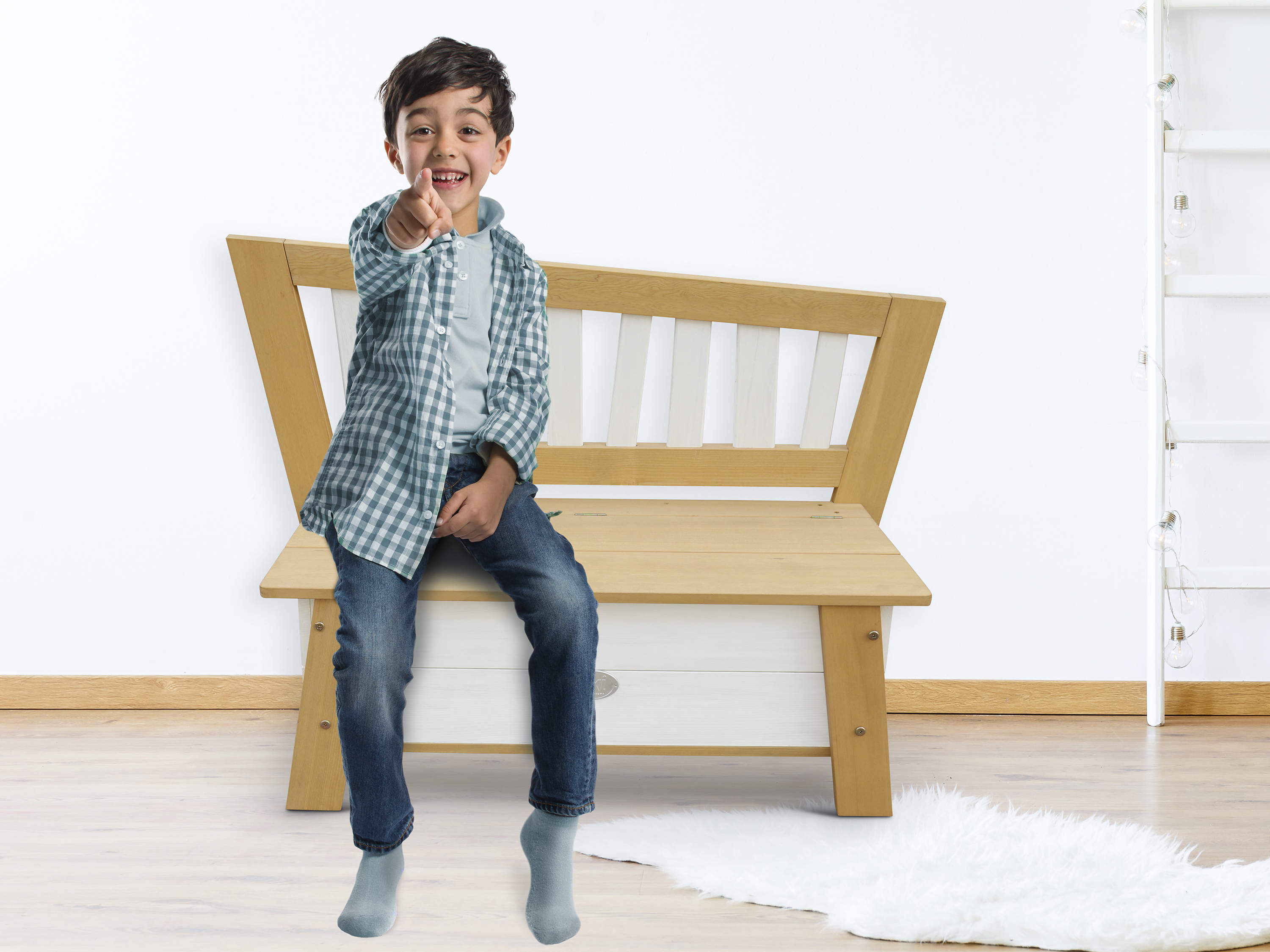 Corky Storage Bench Brown/White Corky Storage Bench Brown/White