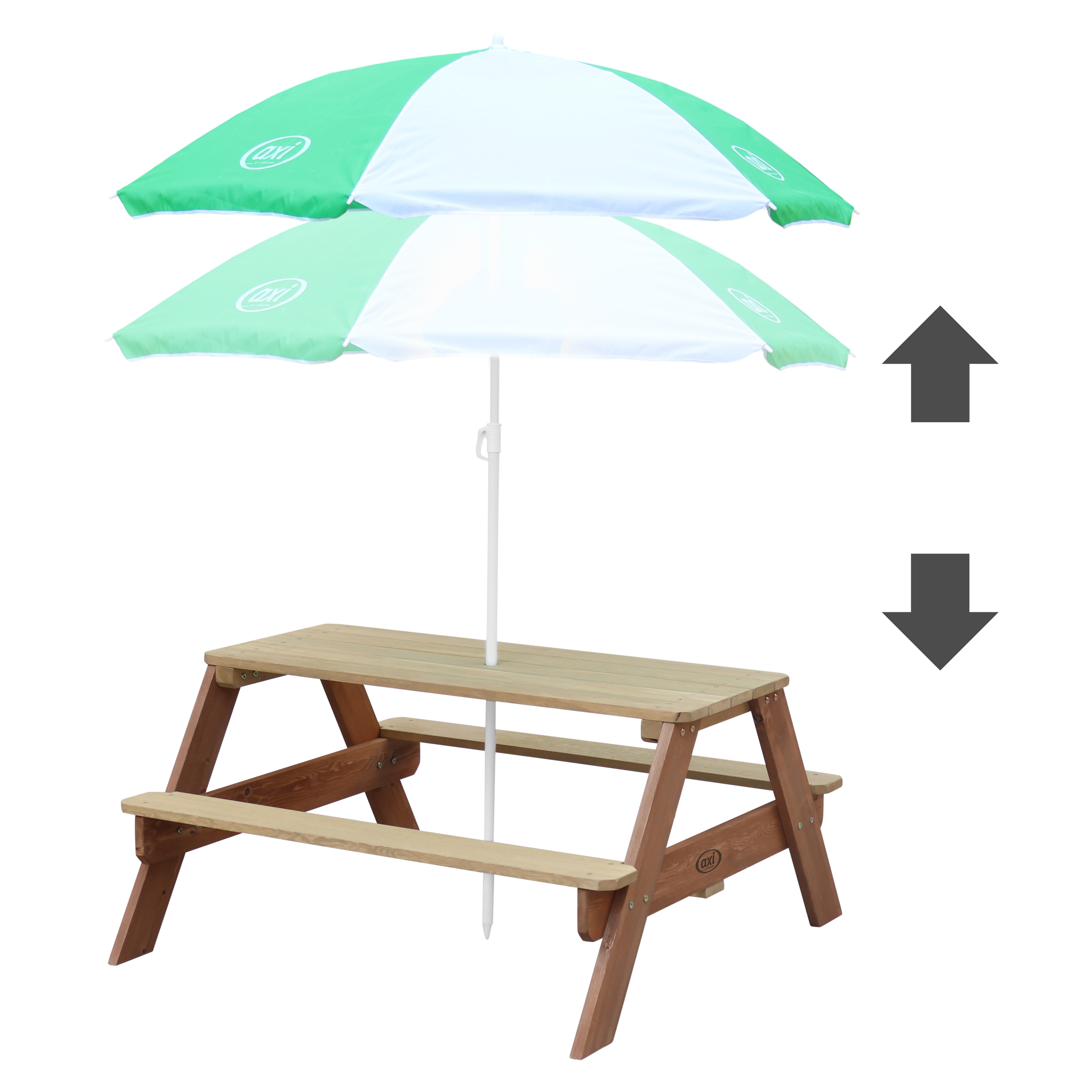 Nick Picnic Table Brown - Umbrella Green/White Nick Picnic Table Brown - Umbrella Green/White