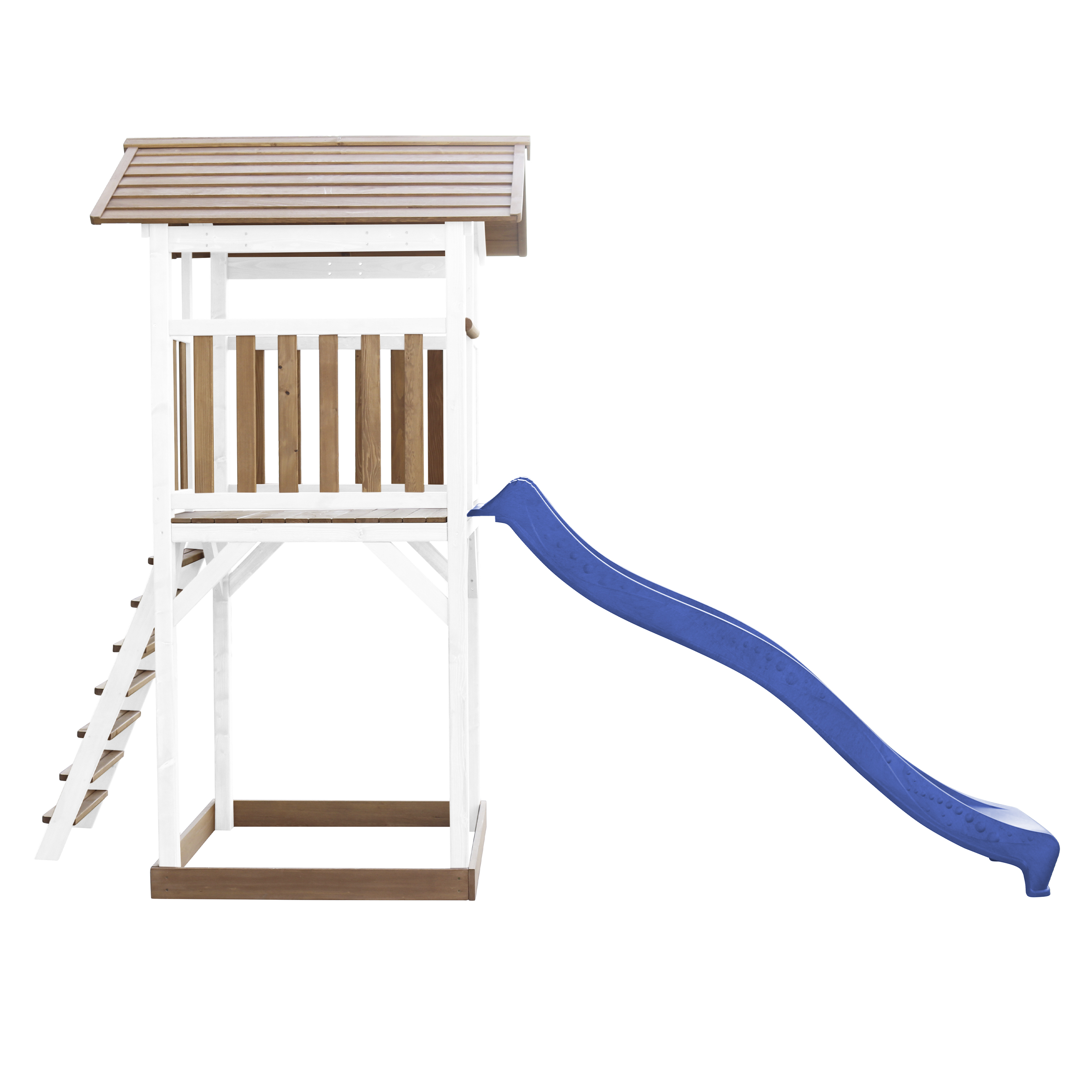 Beach Tower Speeltoren Bruin/wit - Blauwe Glijbaan