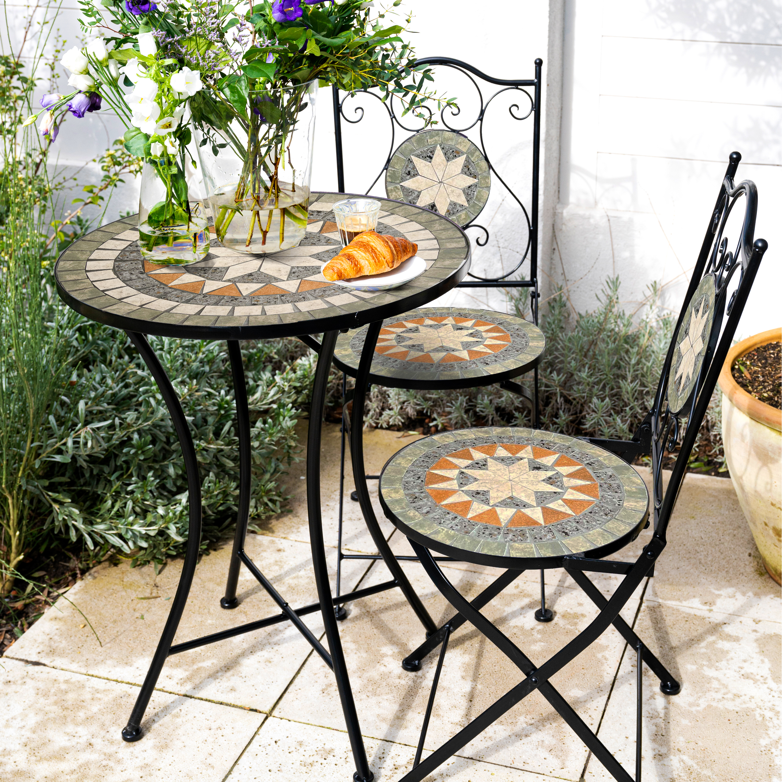Amélie Mozaïek Bistro-set Ster Grijs/bruin