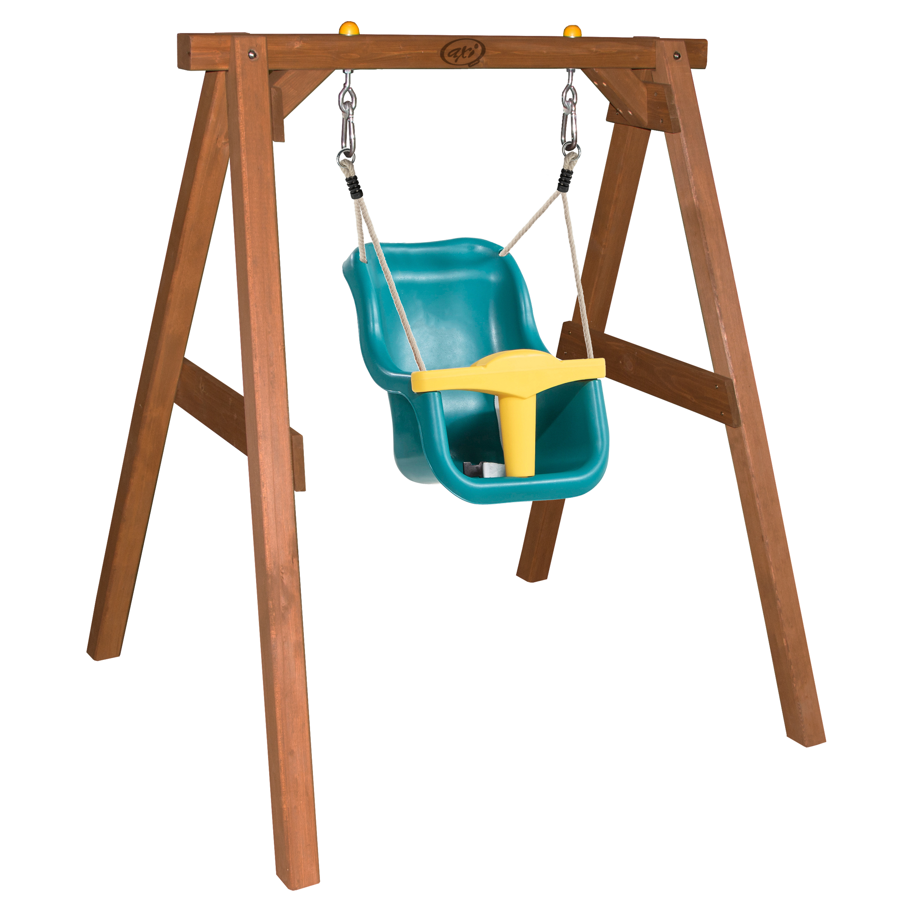 Baby Swing Brown with seat Turquoise/yellow