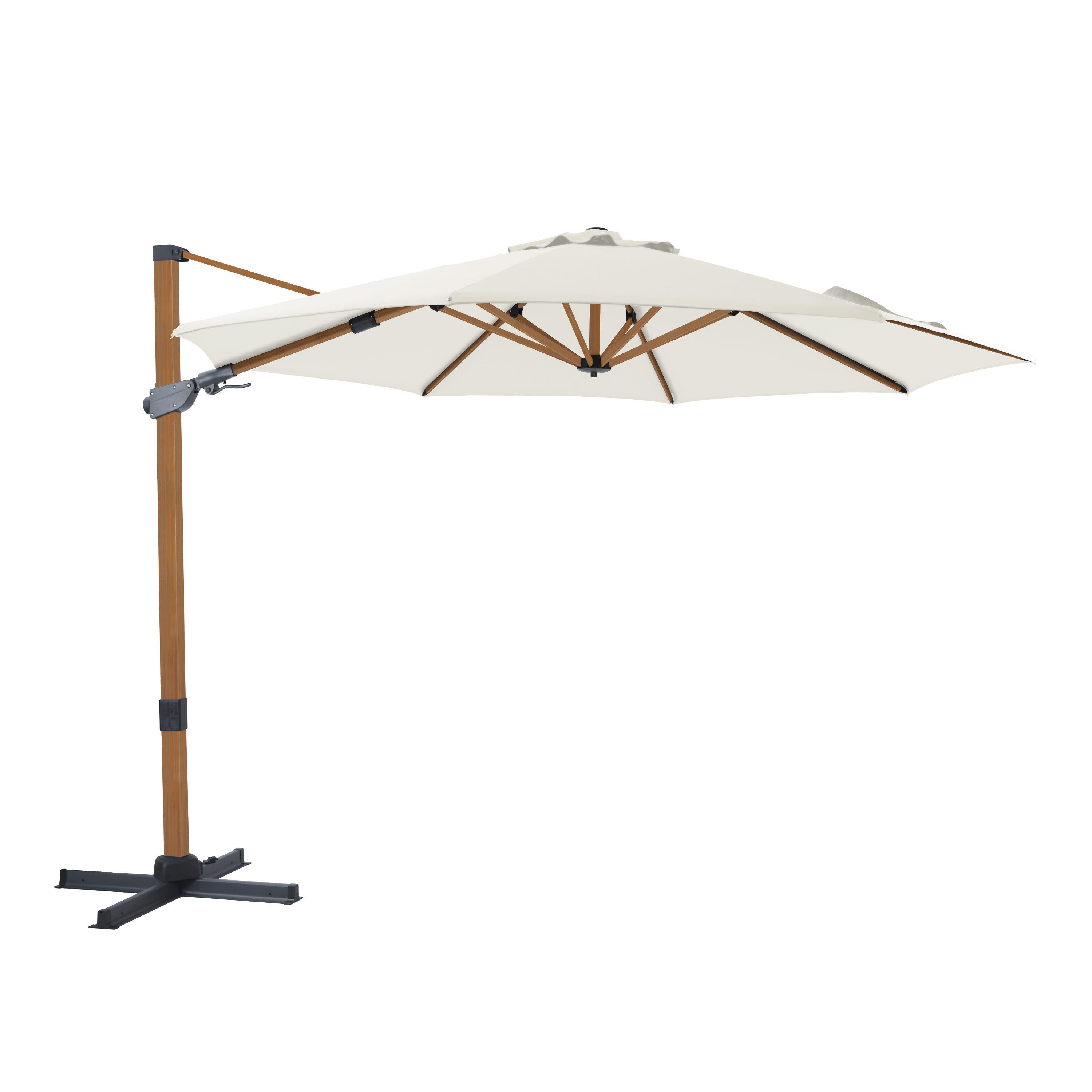 Cyrus Premium Floating Parasol Ø 300cm Wood look/beige