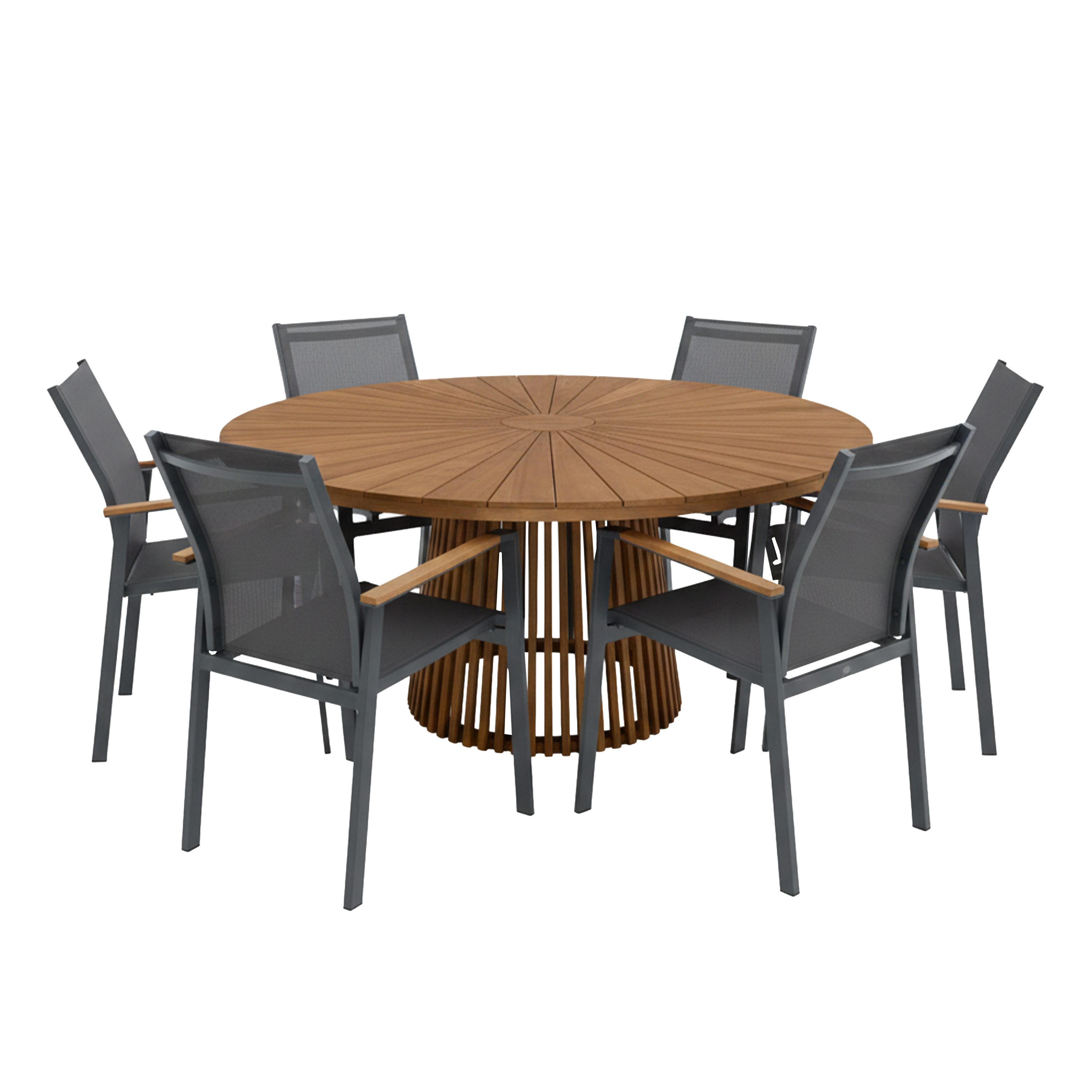 Hani/Alva 150 cm Tuinset 7-delig Teak/Aluminium