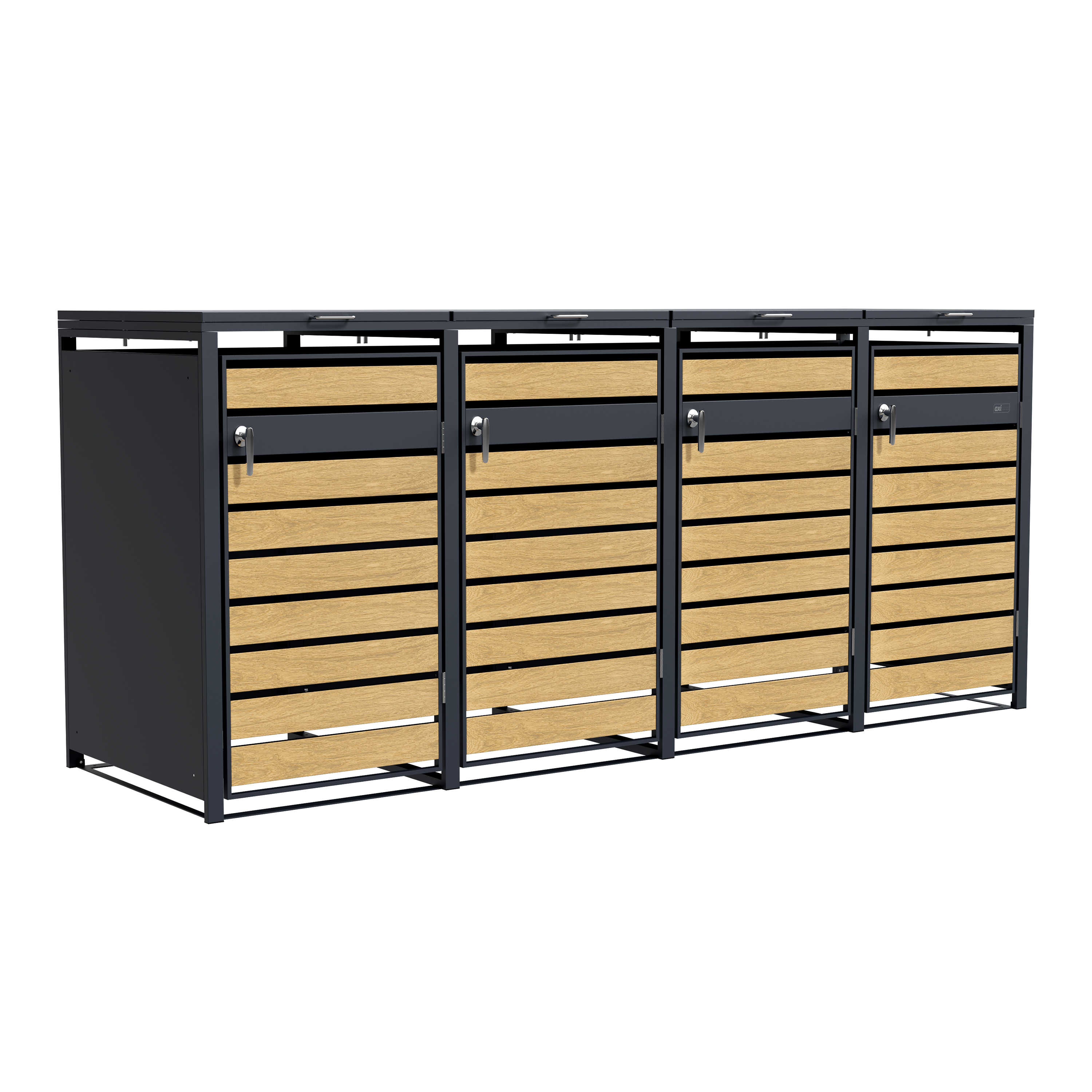 Lucas cache poubelle métal Anthracite/look bois 4x 240L