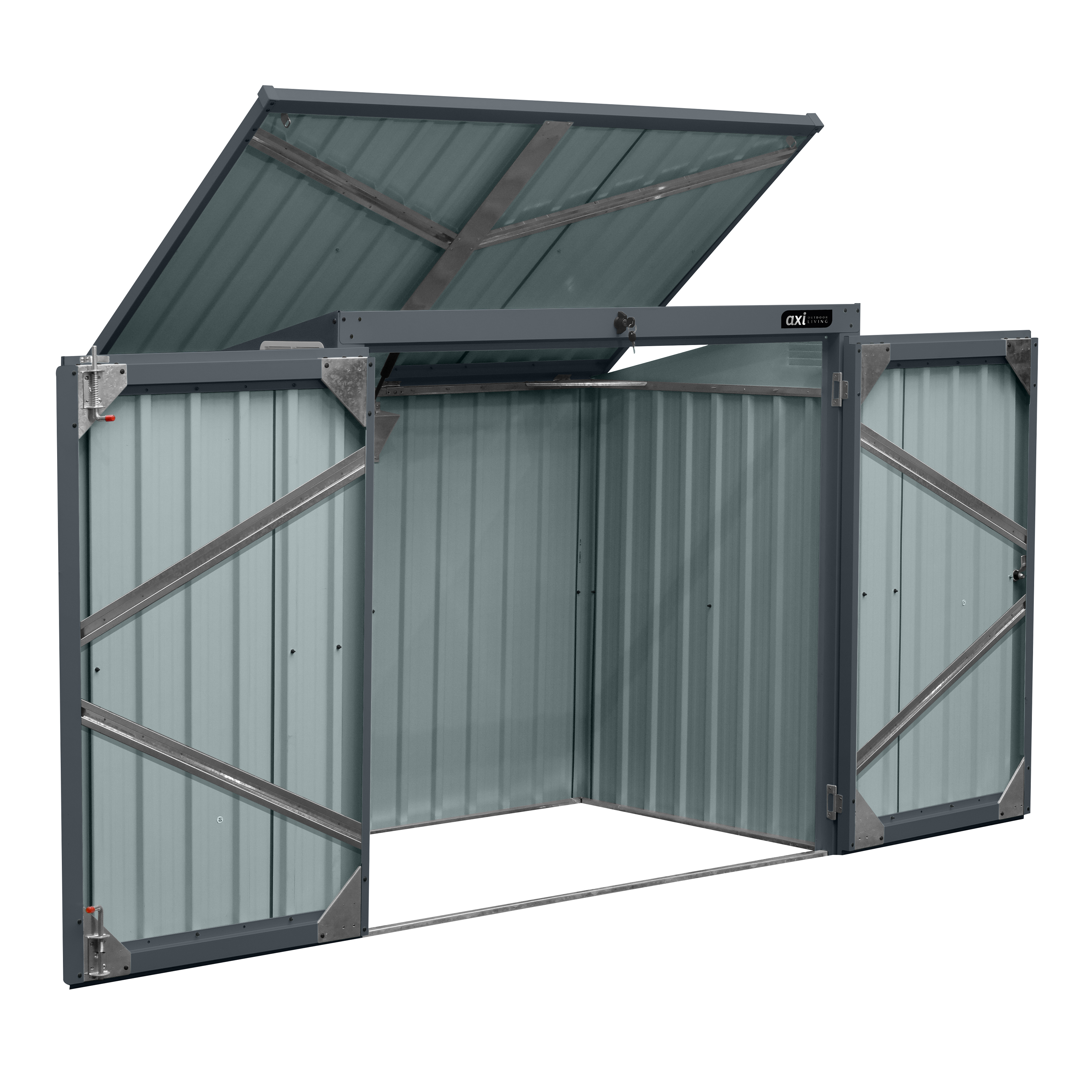 Oscar metalen Containerombouw Tuinkast Antraciet 2x 240L