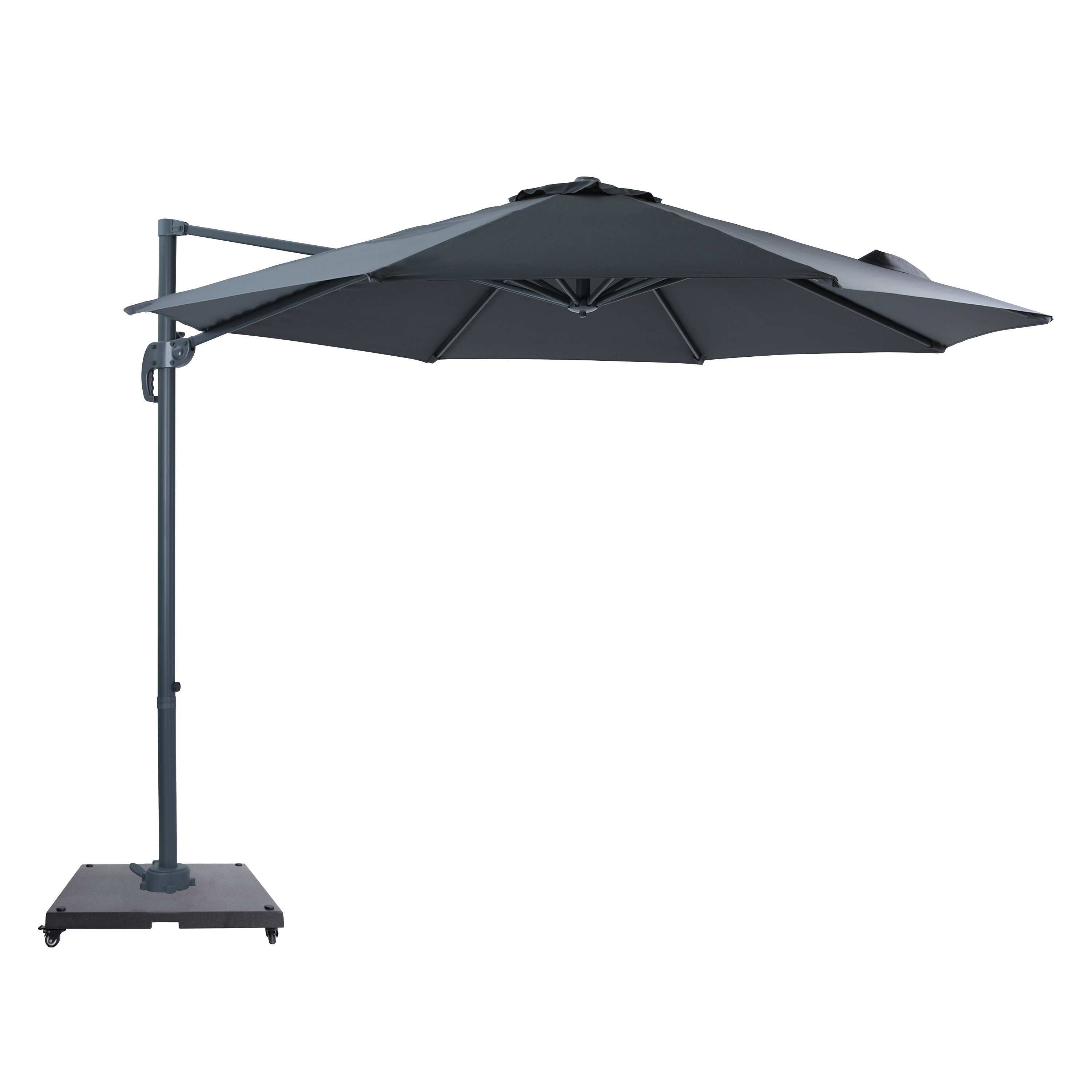 Marisol Parasol déporté Ø 3m Anthracite/Gris – Lot complet