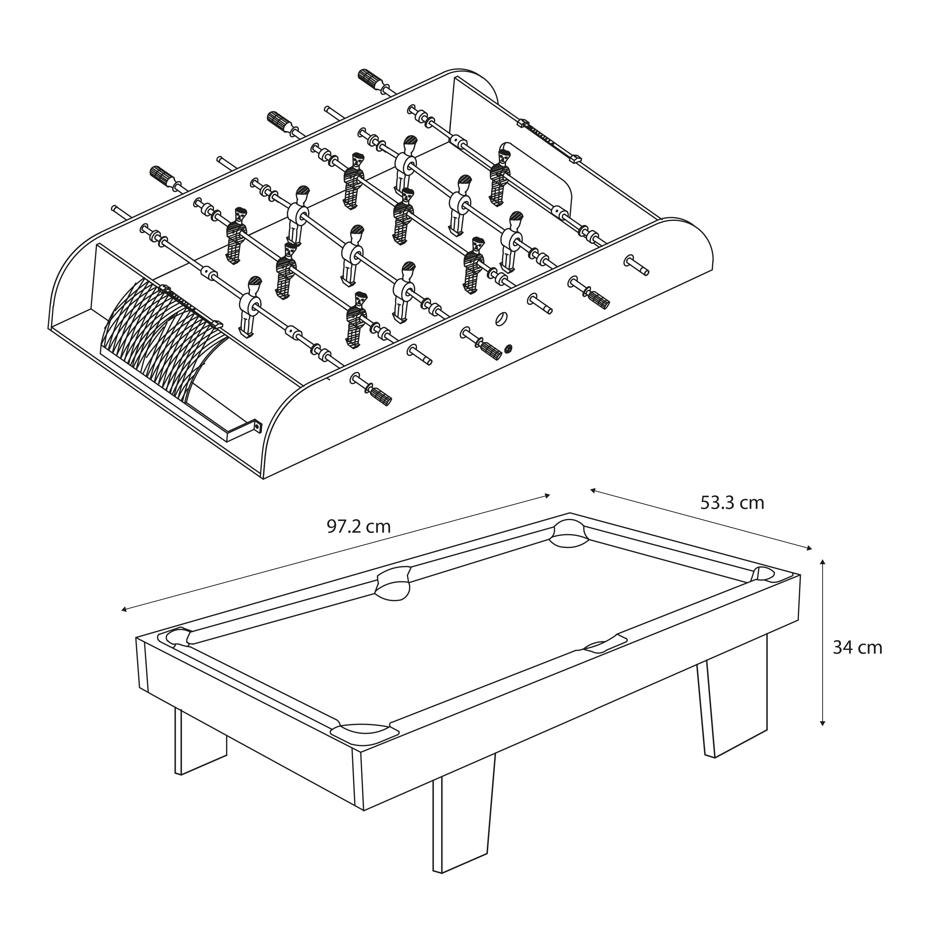 2-in-1 Multi Game Table Mini Green/Blue