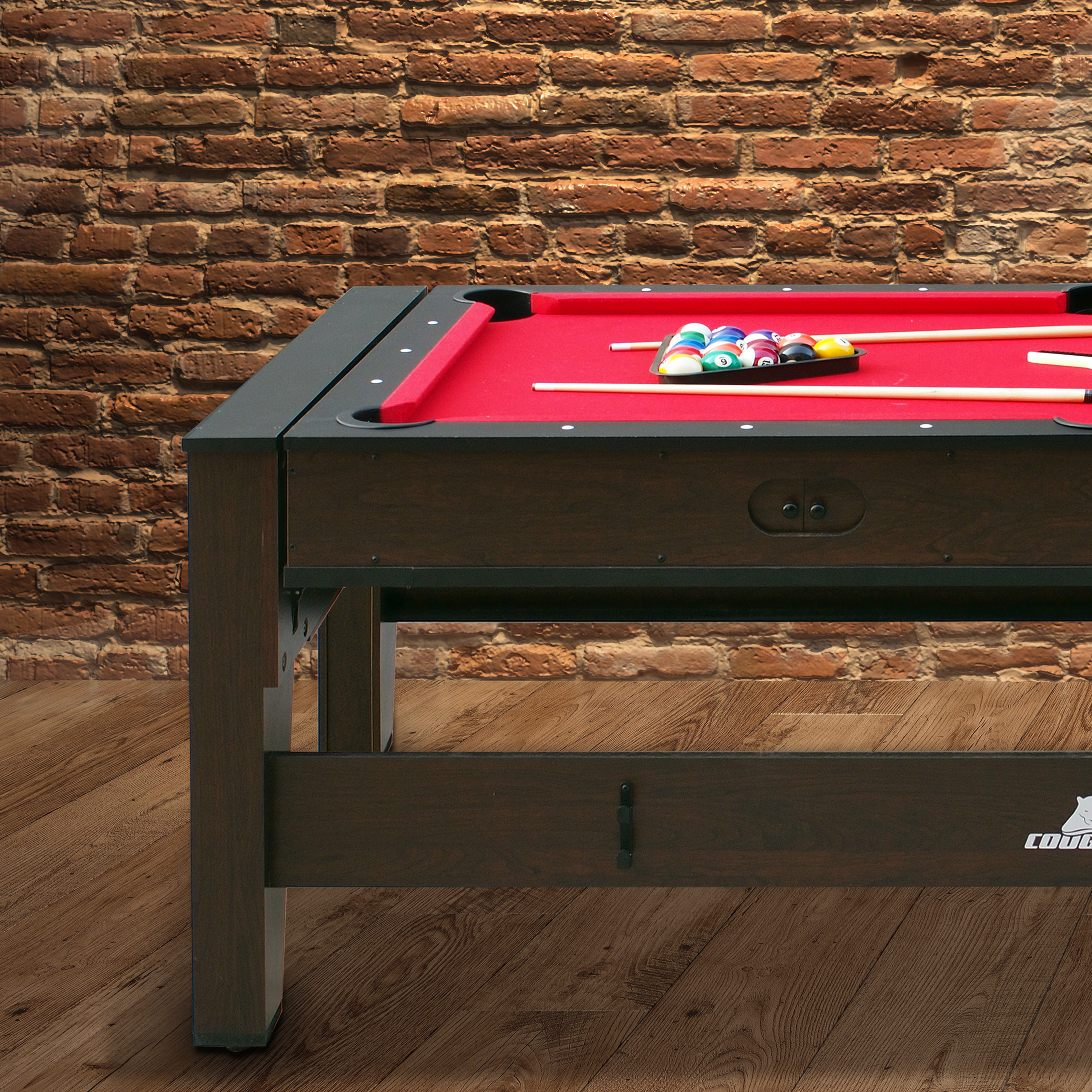 Table de Billard & Air Hockey Reverso 6ft marron / rouge pou