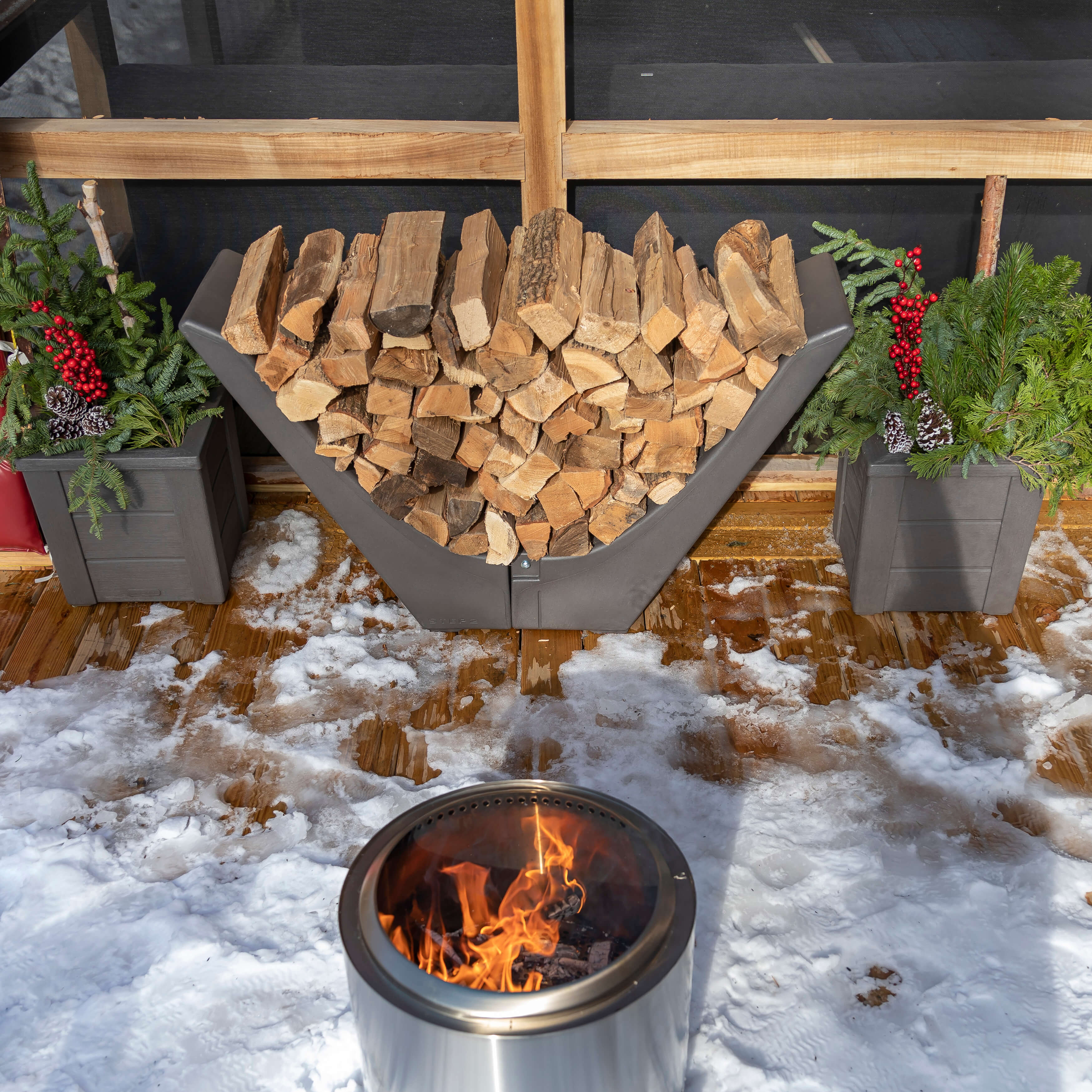 Longhorn Holzkorb für Kaminholz