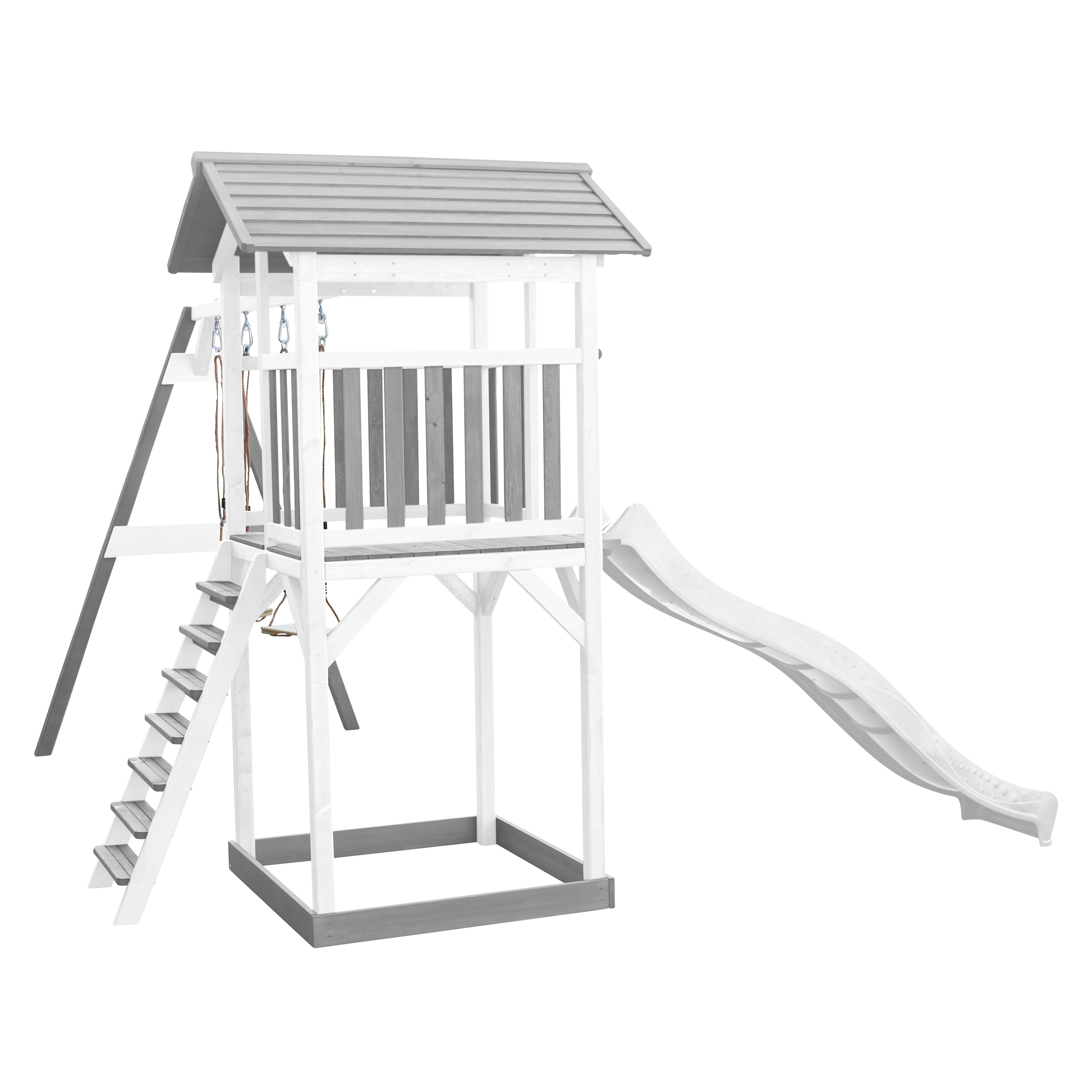 Beach Tower with Double Swing Grey/white - White Slide