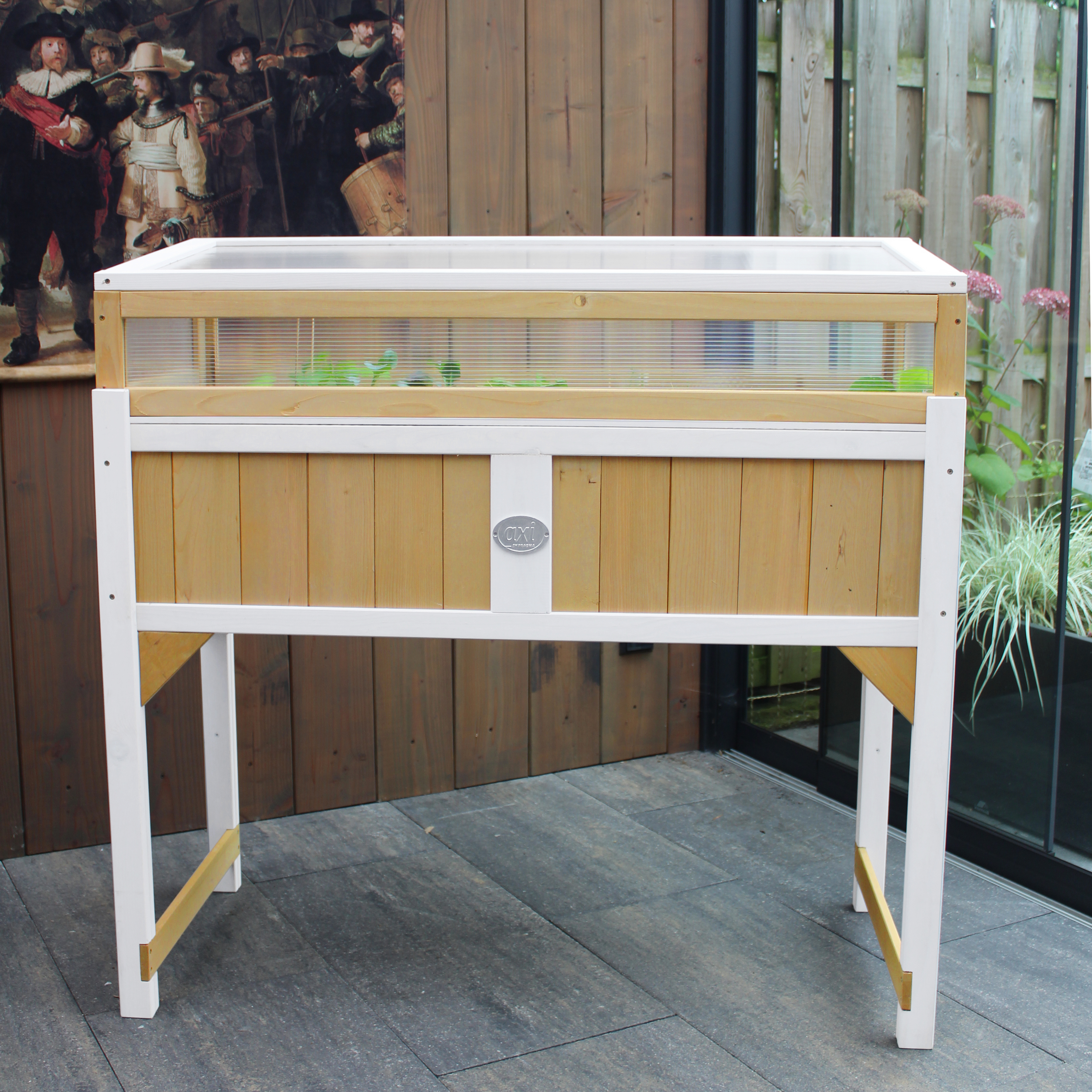 Kweektafel met broeikas en gronddoek Bruin/wit