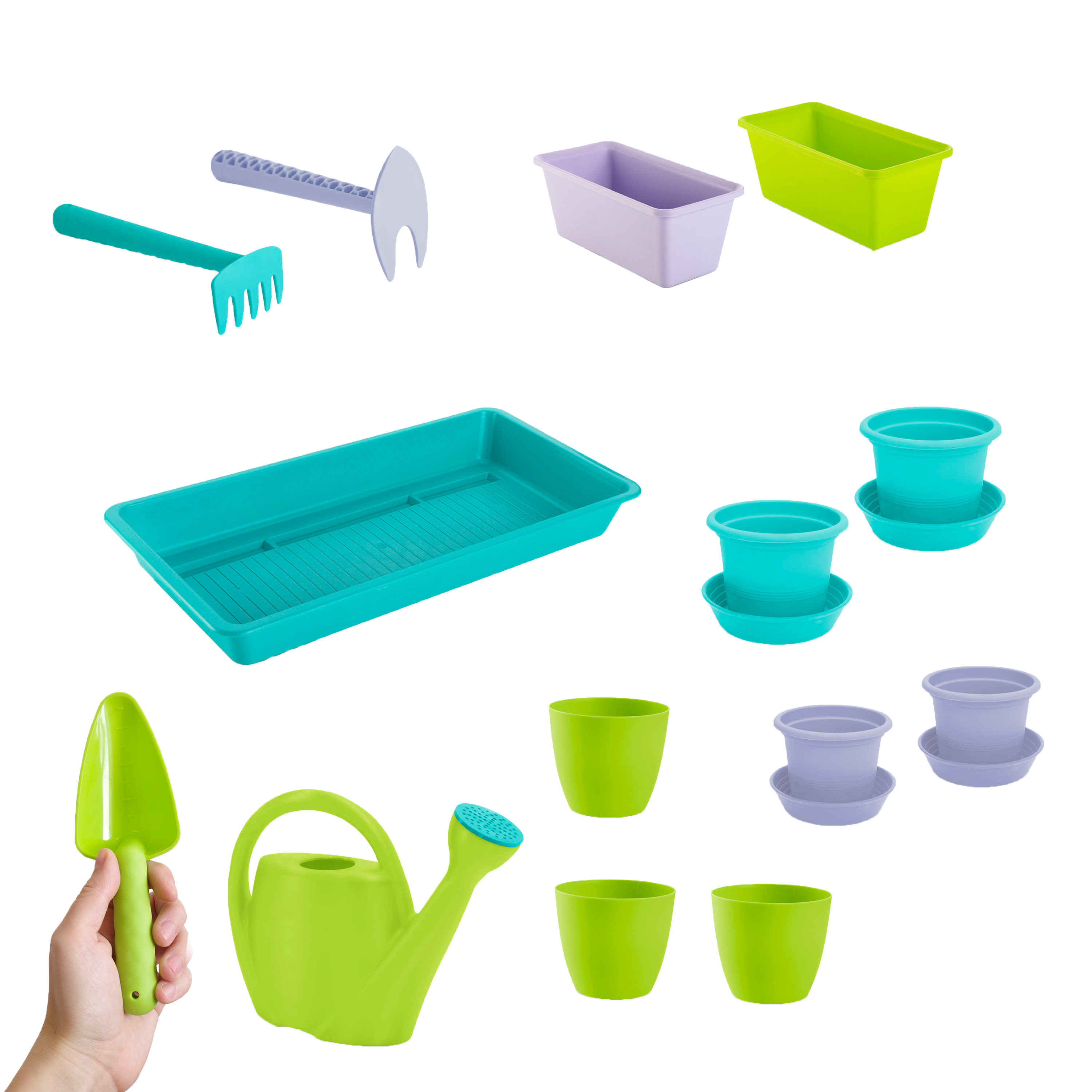 Garden set for kids with flower pots and garden tools 24-piece