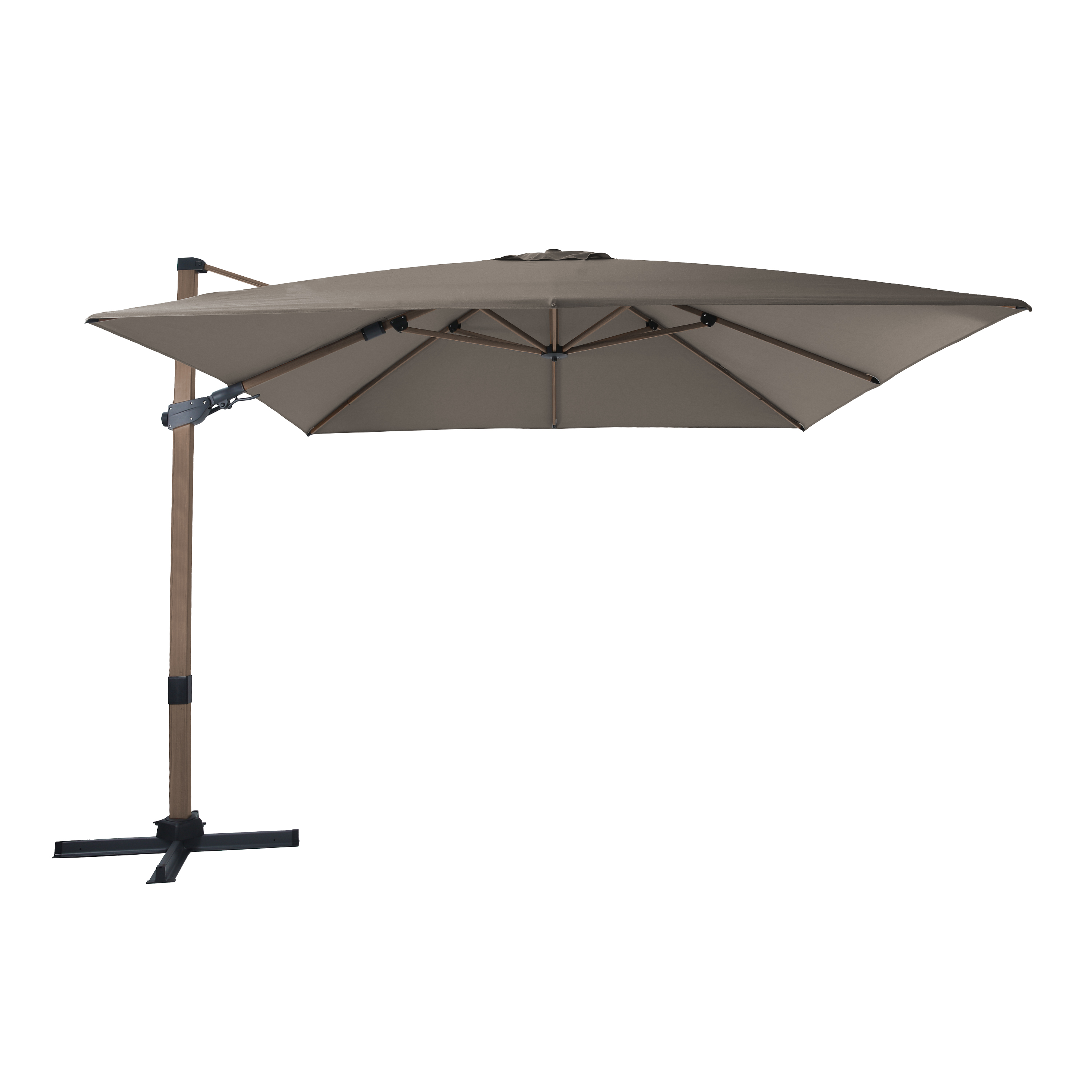 Apollo Premium Ampelschirm 300x300cm Eichenoptik/Taupe