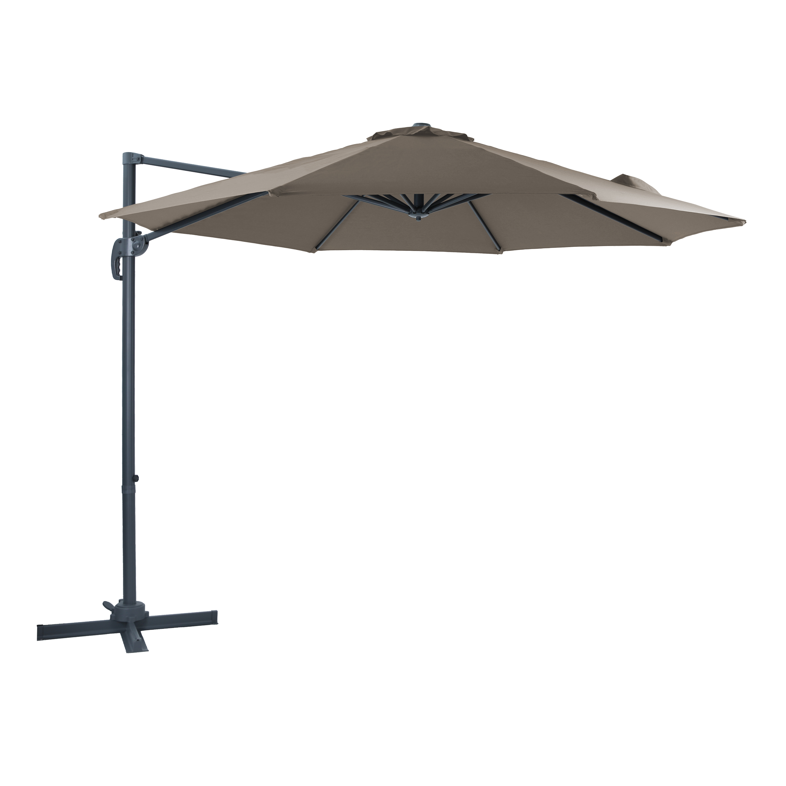 Marisol Parasol déporté Ø 300cm Anthracite/taupe