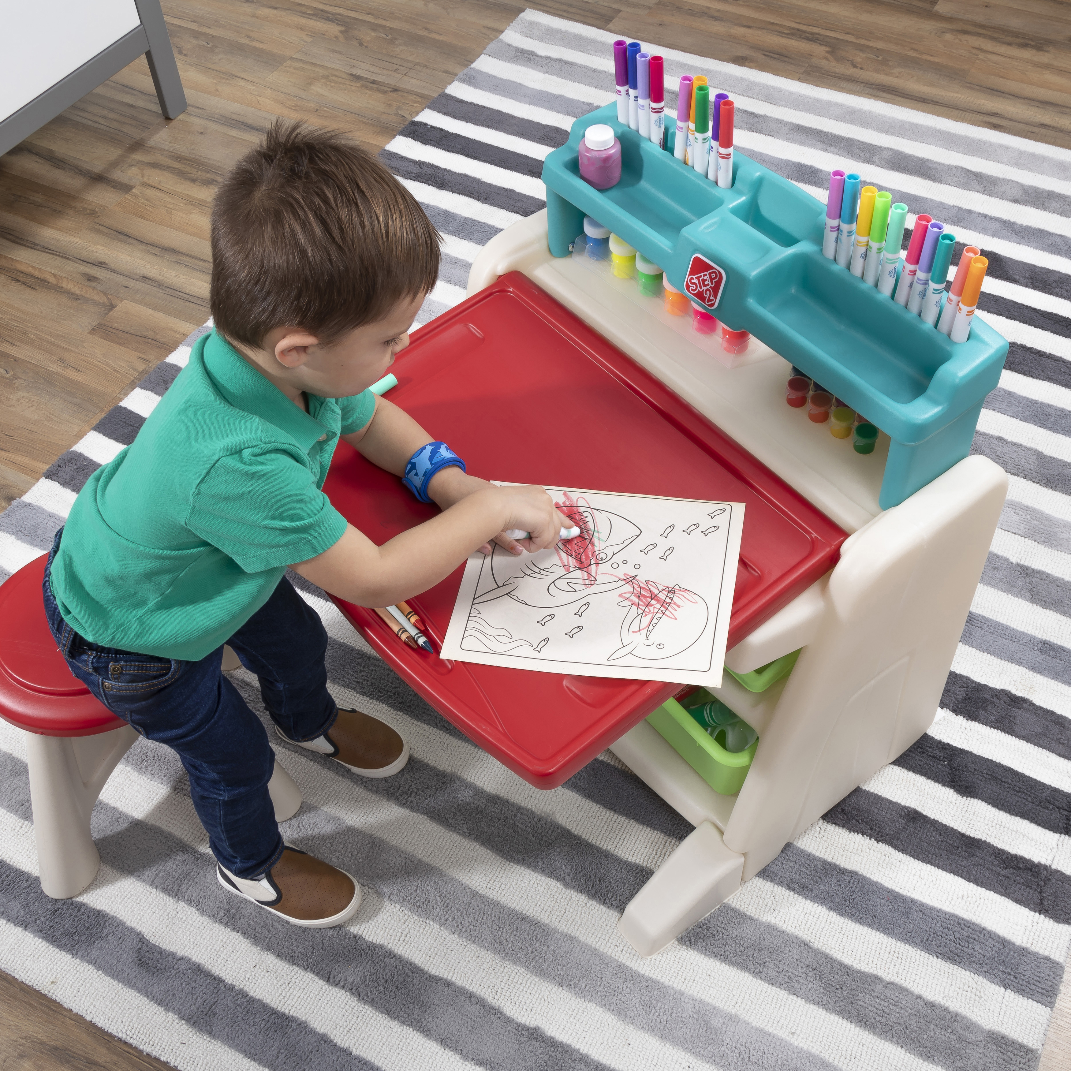 Flip & Doodle Easel Desk With Stool Flip & Doodle Easel Desk With Stool