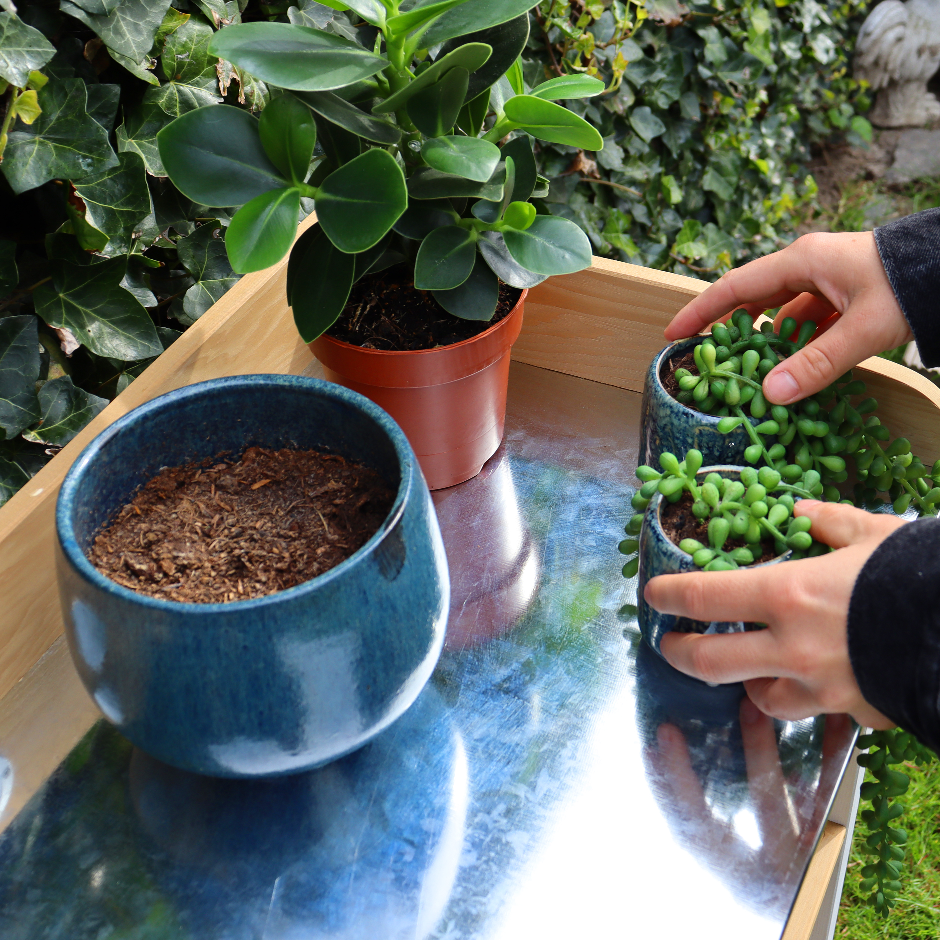 Oppottafel met opbergplanken Bruin/wit