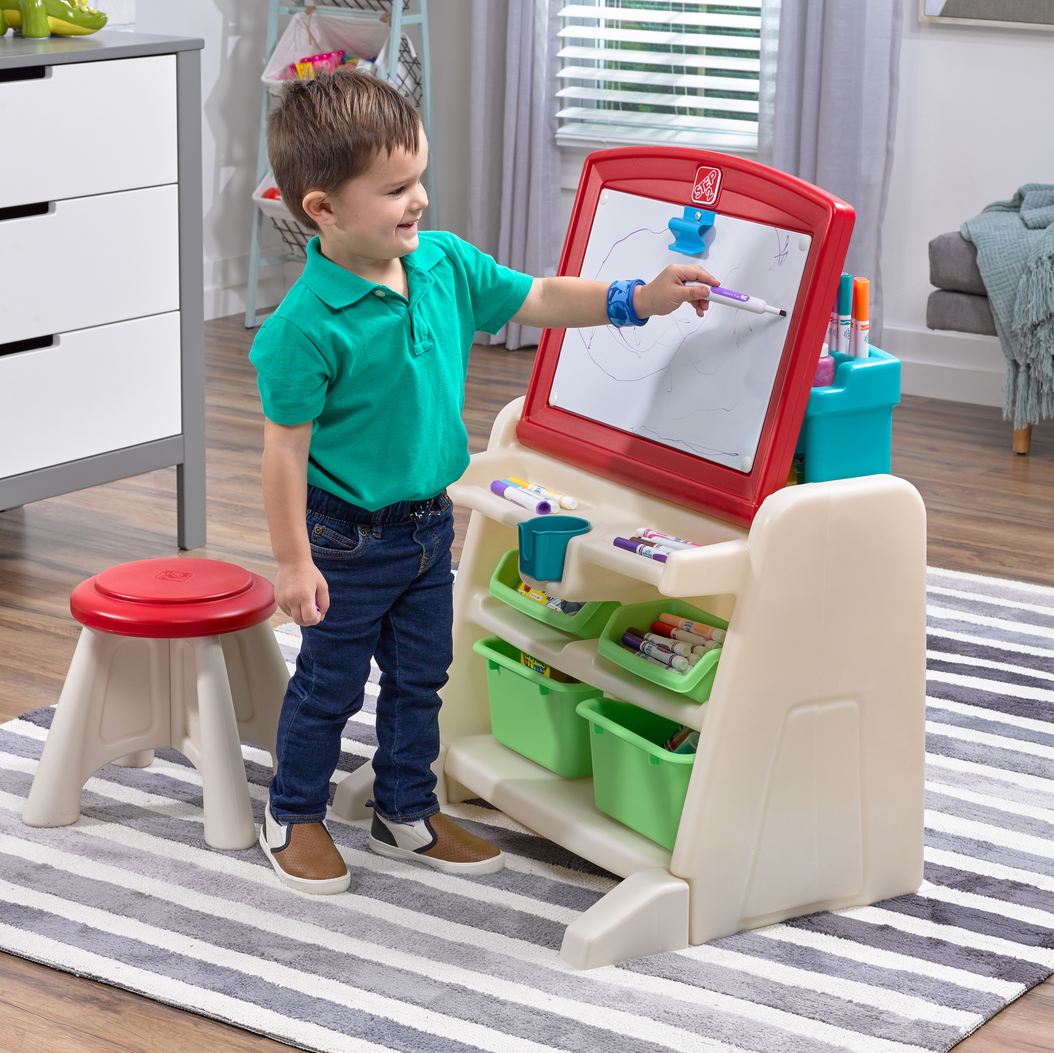 Flip & Doodle Easel Desk With Stool Flip & Doodle Easel Desk With Stool