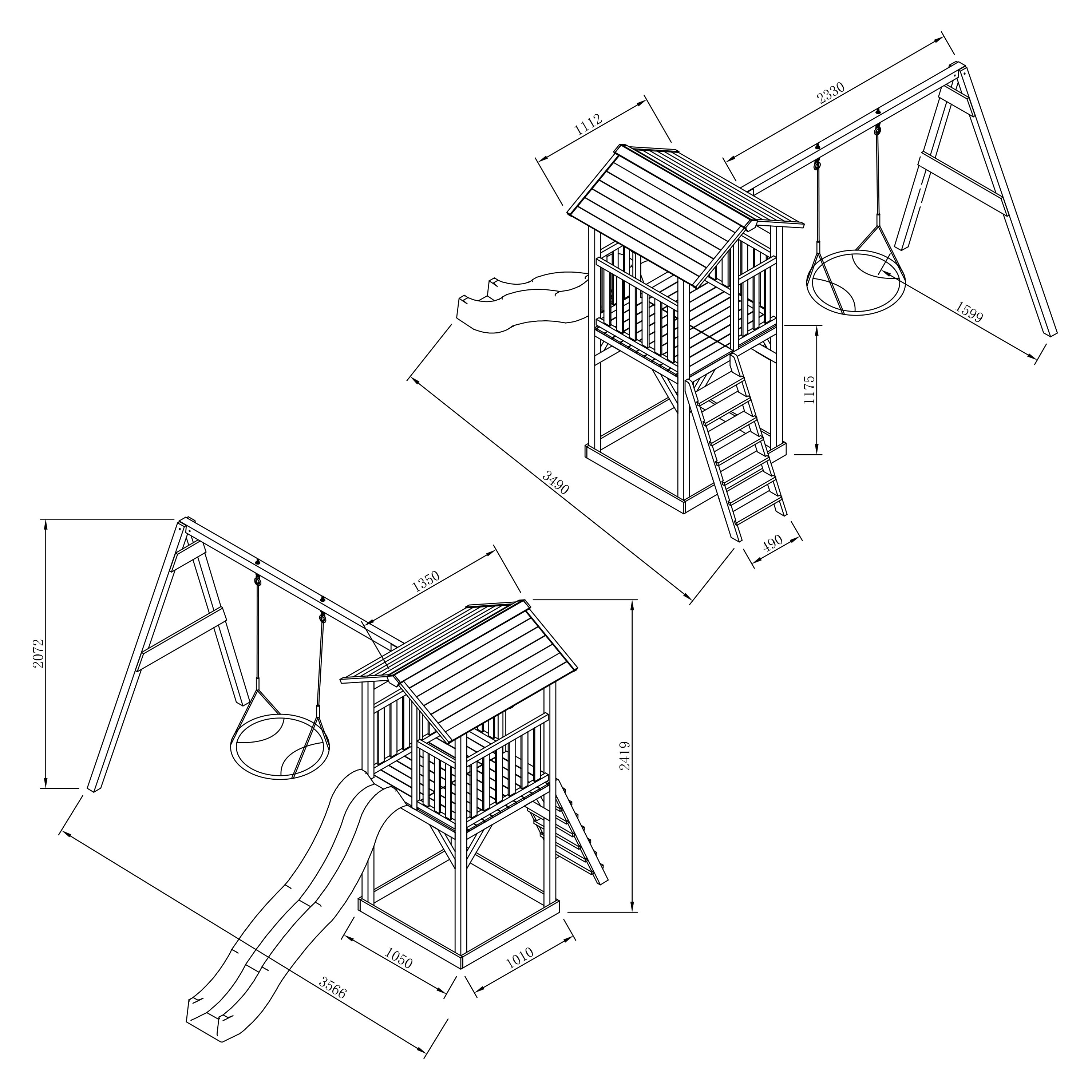 Beach Tower Aire de Jeux avec Toboggan en blanc,  Balançoire