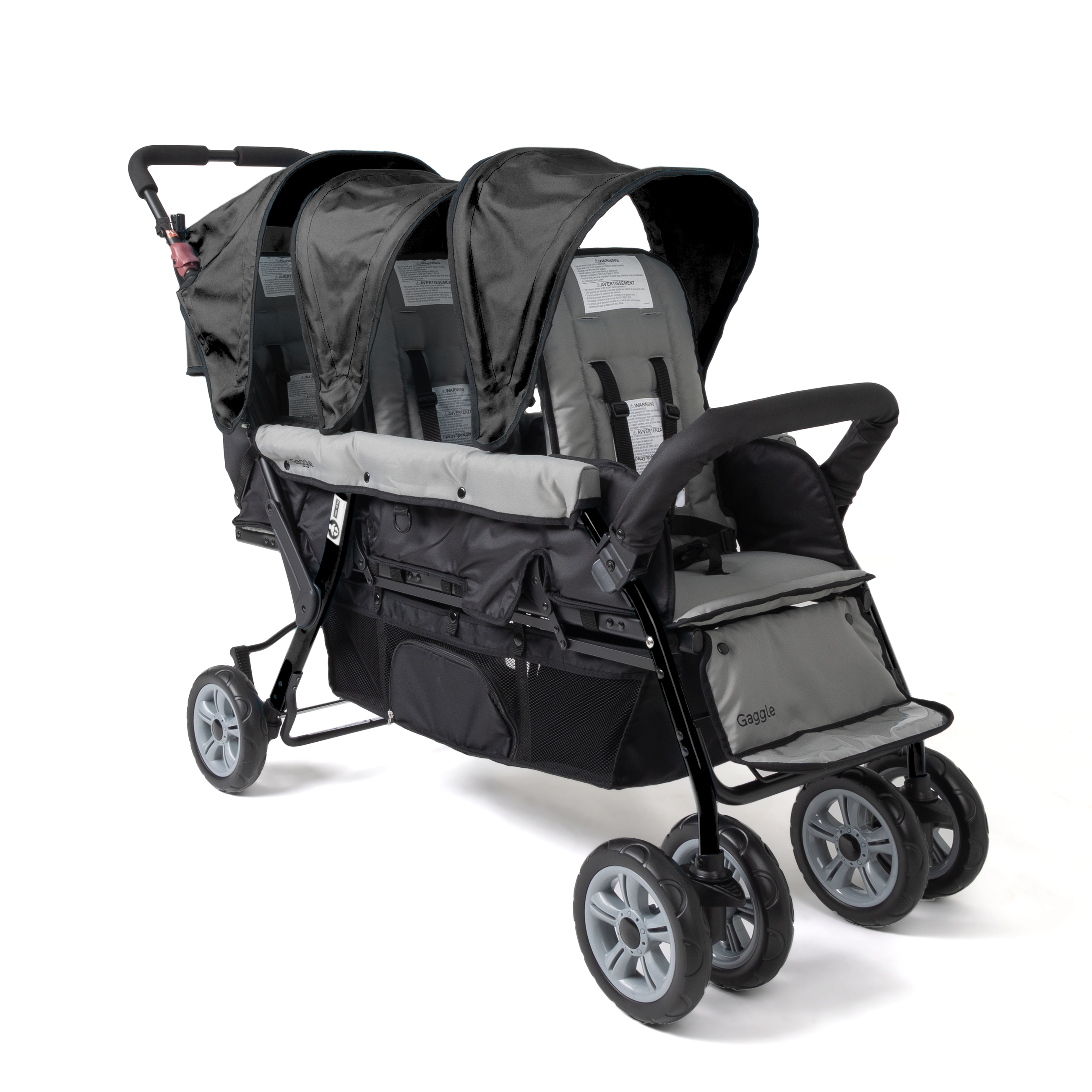 Compass kinderwagen / buggy voor 3 kinderen in zwart