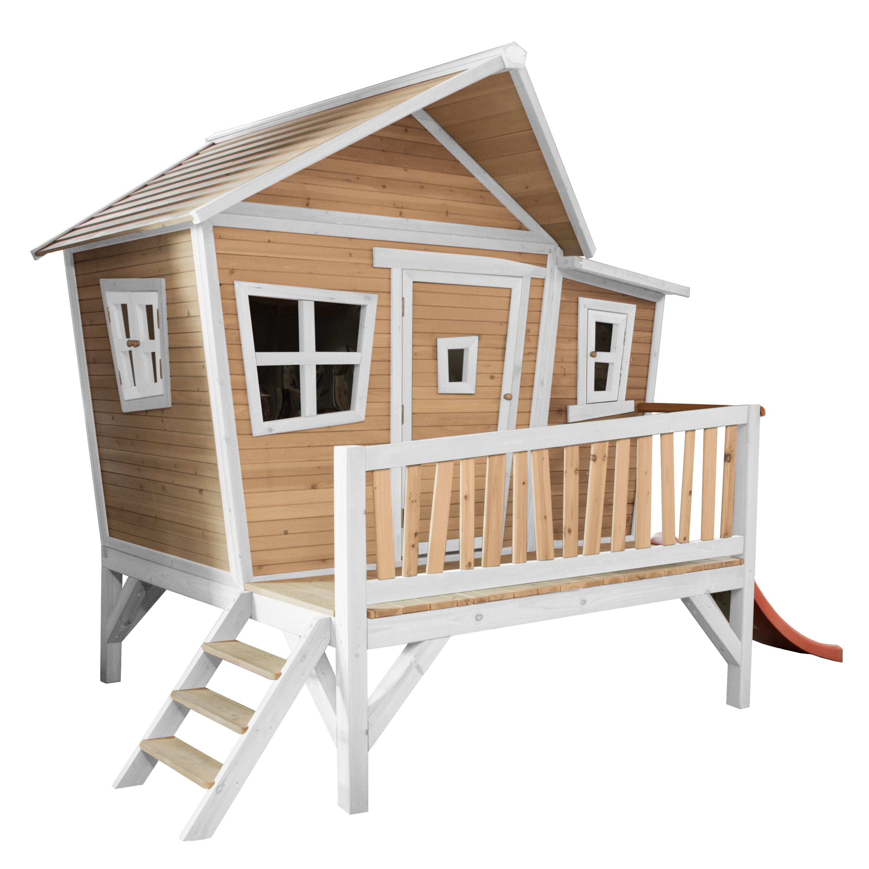 Emma Playhouse Brown/White - Red Slide