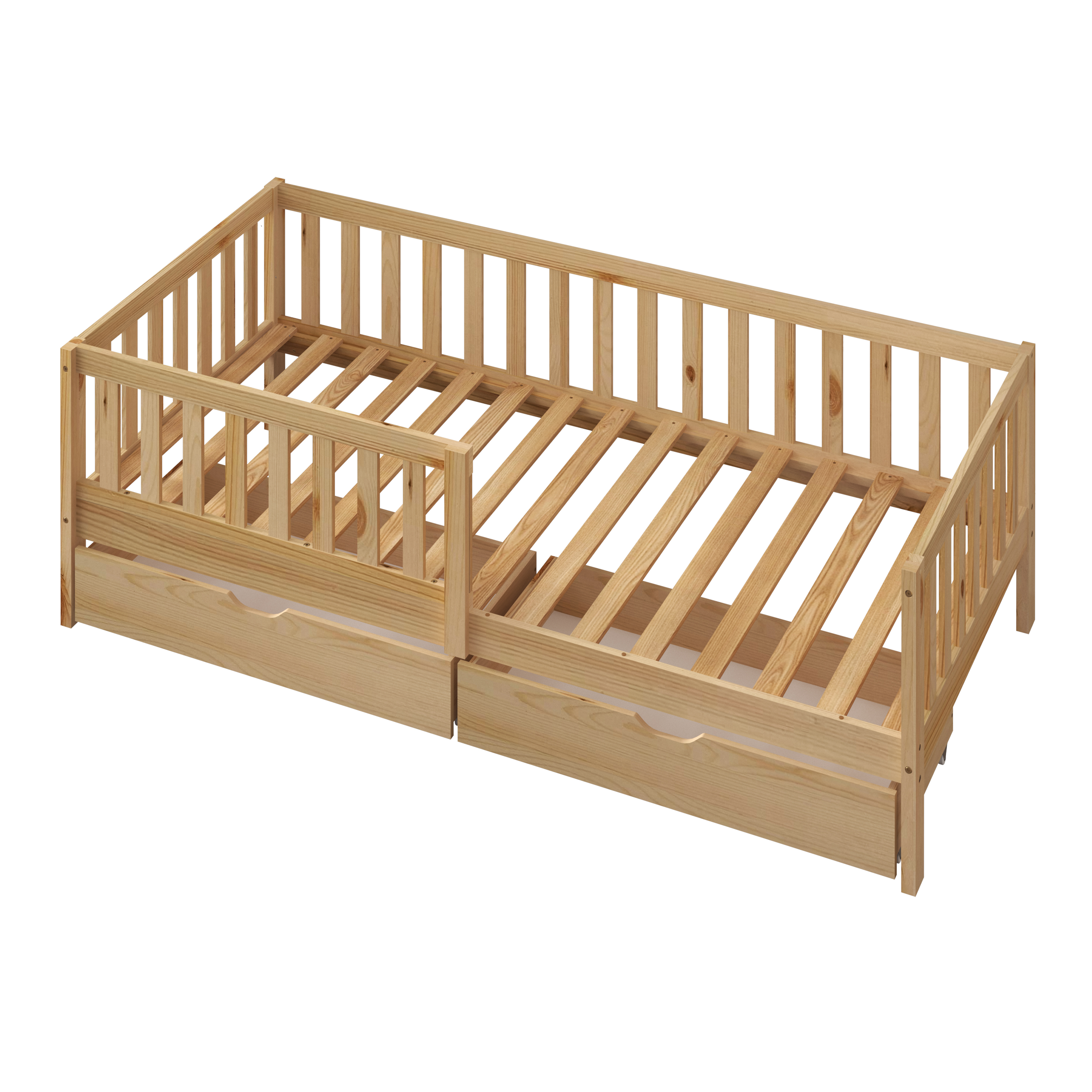 Isa Kids Bed with Storage Drawers Natural – With Mattress