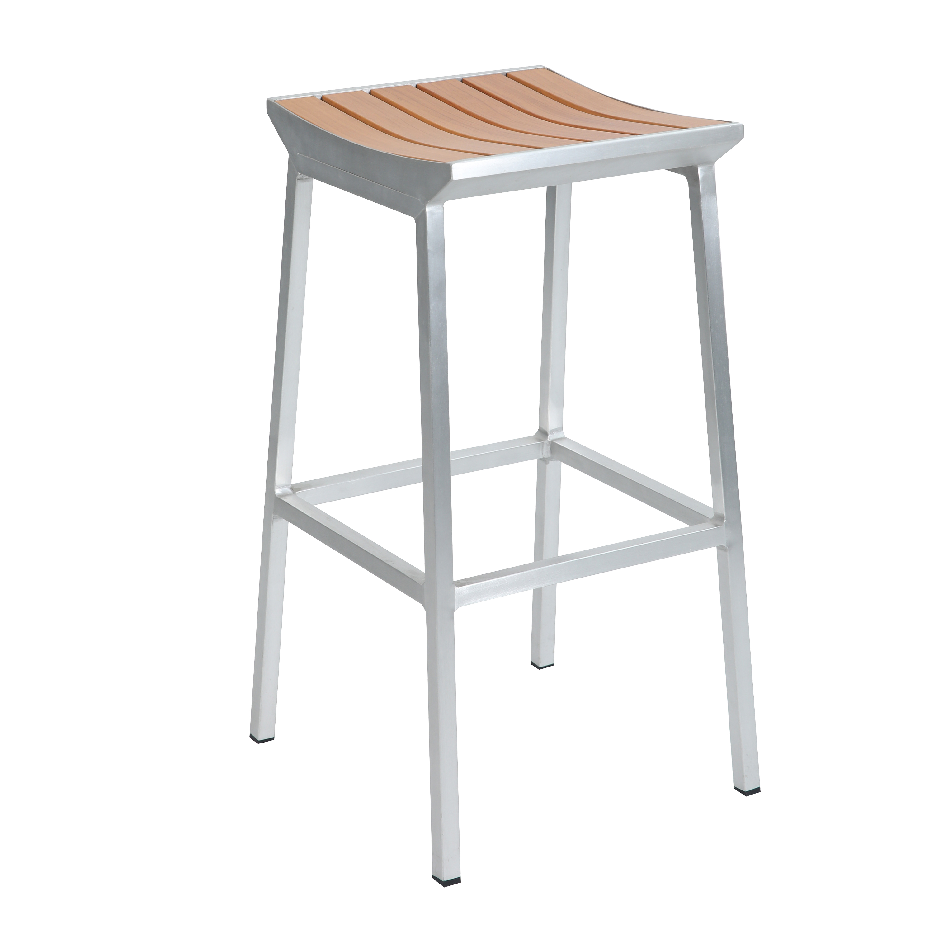 James Garten Bartisch mit 4 Barhockern aus Aluminium in Holz