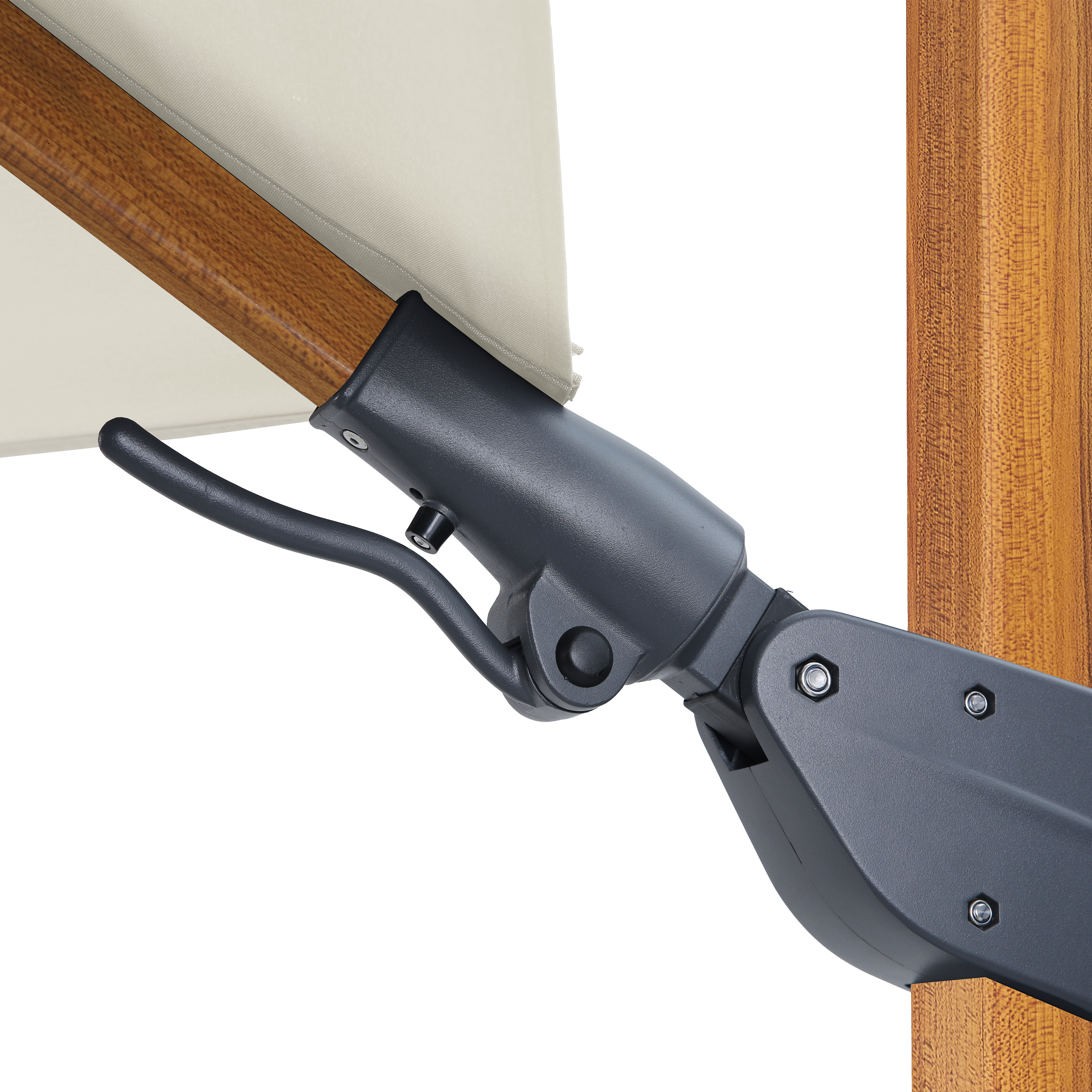 Cyrus Premium Floating Parasol Ø 300cm Wood look/beige