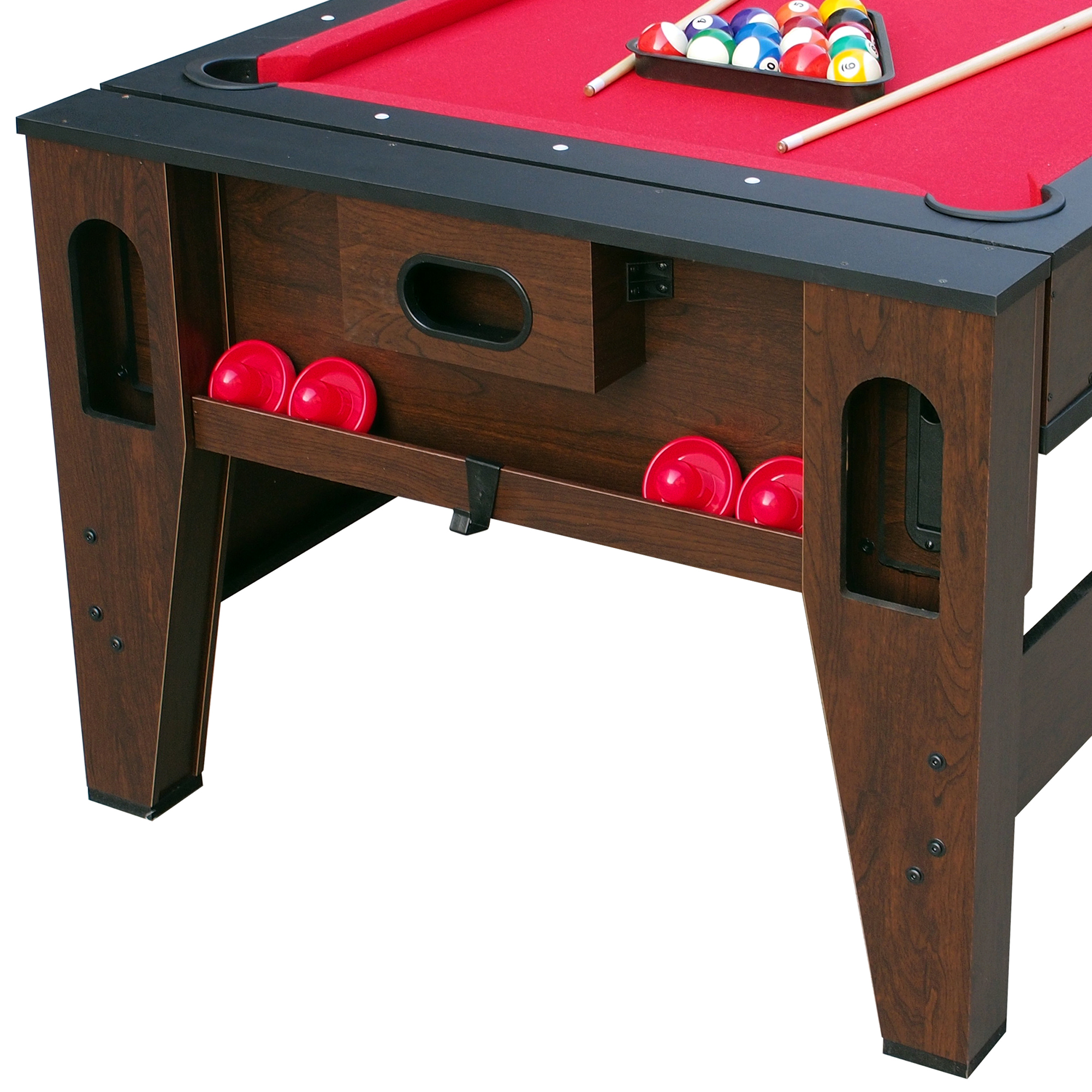 Table de Billard & Air Hockey Reverso 6ft marron / rouge pou