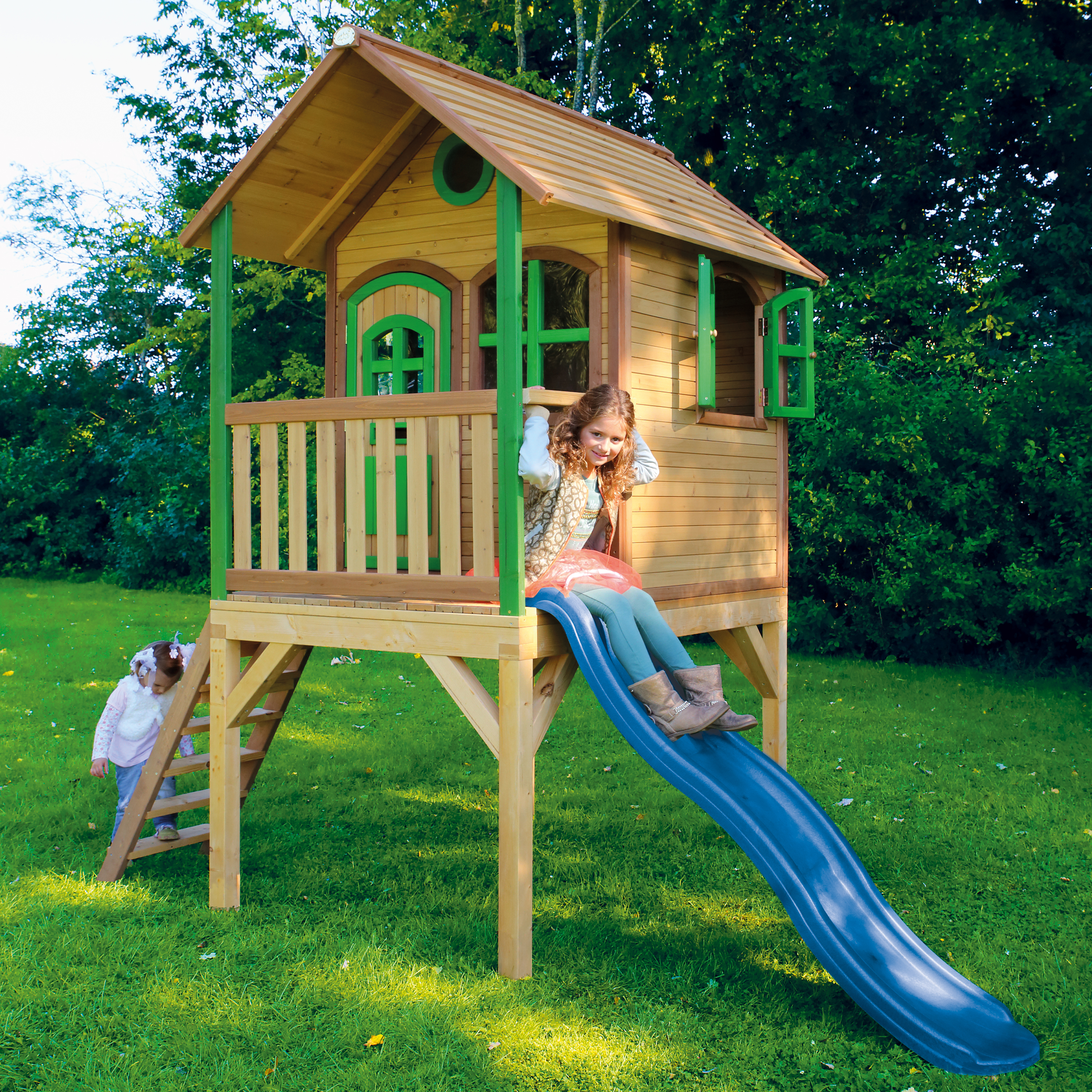 Laura Playhouse Brown/green - Blue Slide
