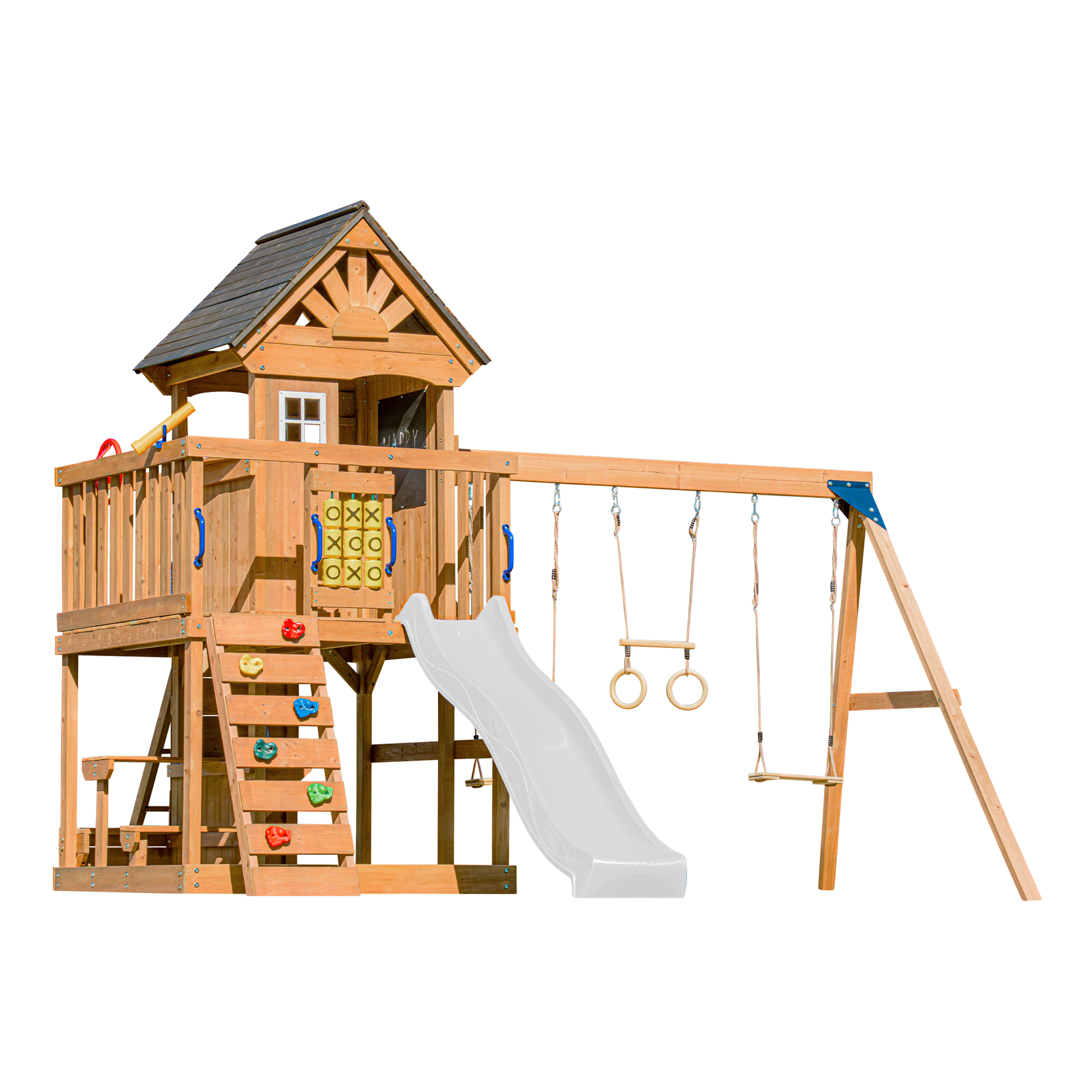 Jack Aire de jeux avec balançoire double - toboggan blanc