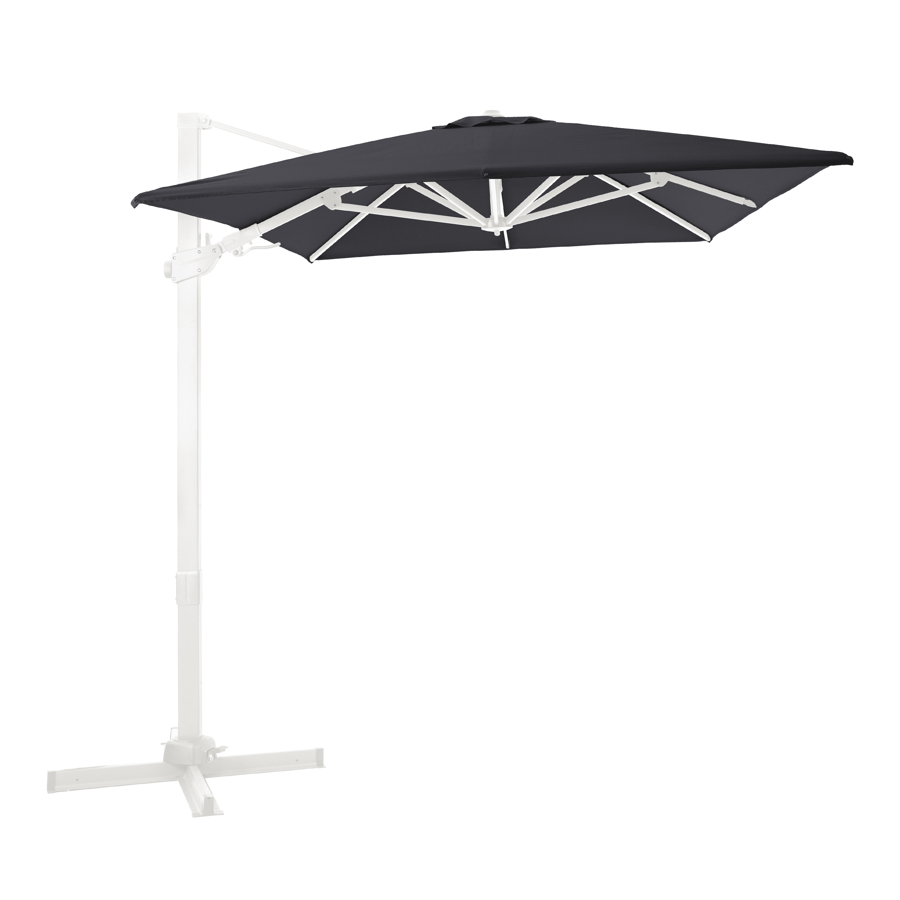 Milad Parasol déporté Premium 200x300 blanc/gris