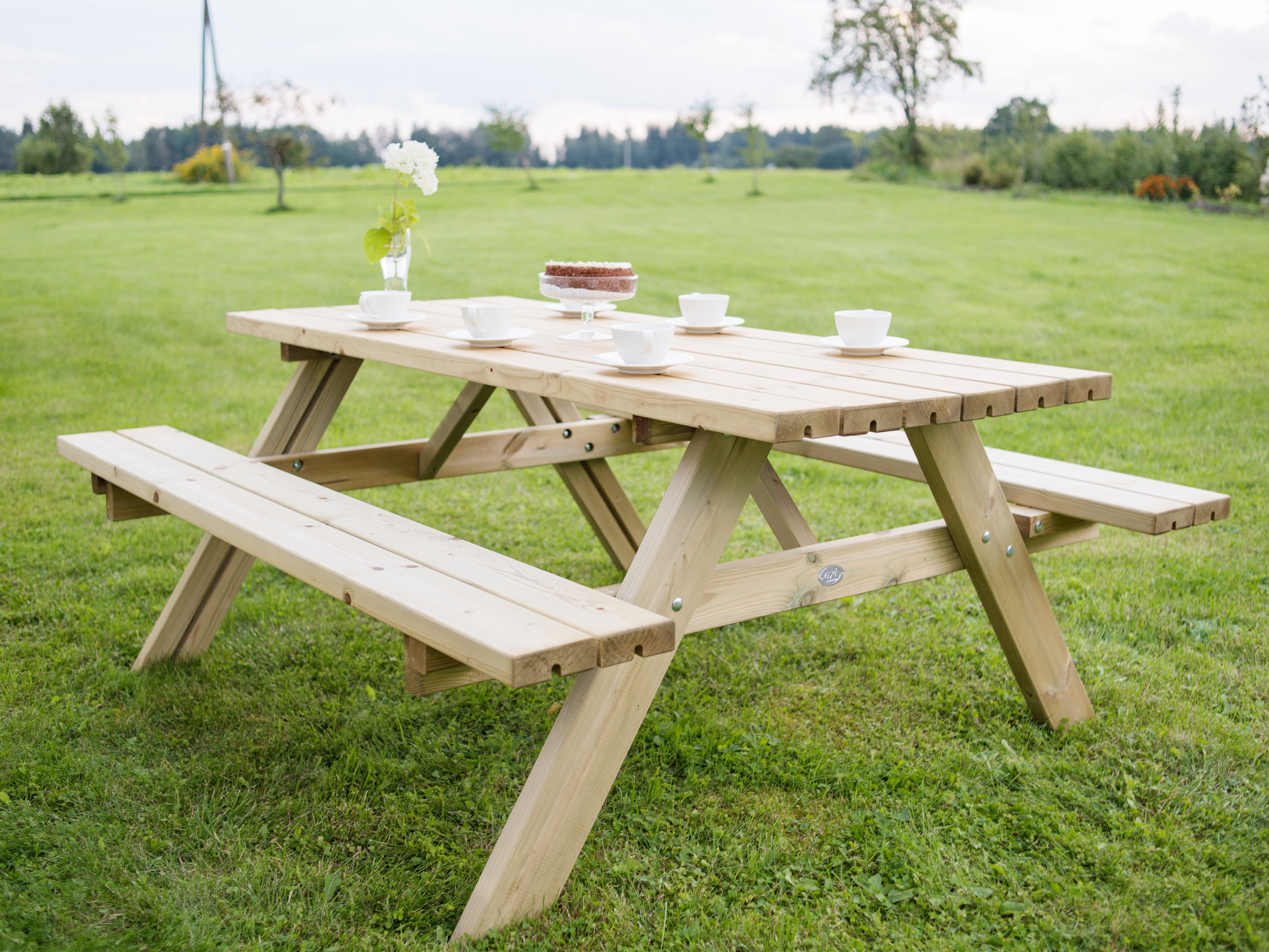 Julie Picknicktafel van hout Klassiek 177 x 154 cm - Naturel