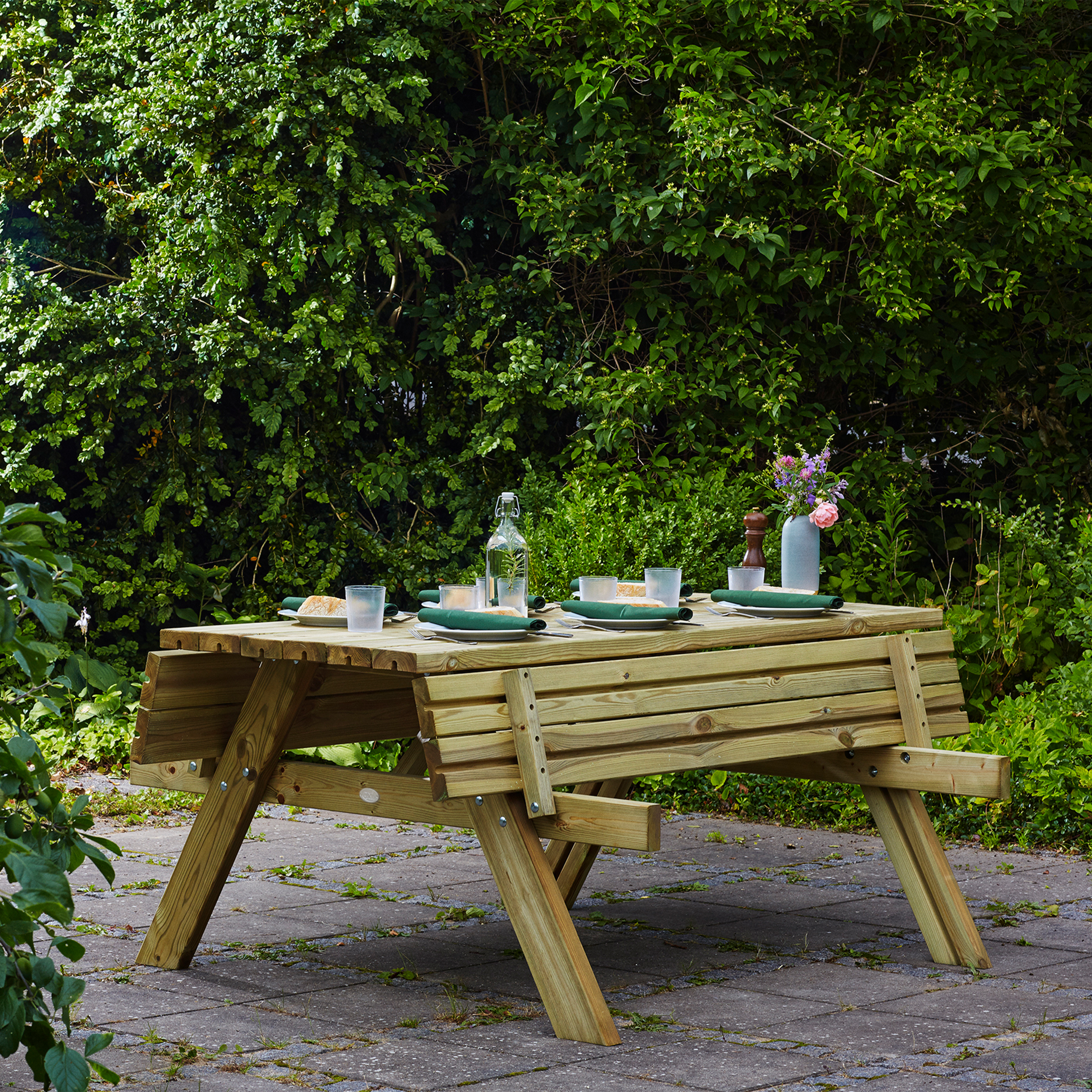 Julie Picknicktafel van hout Klassiek 177 x 154 cm - Naturel