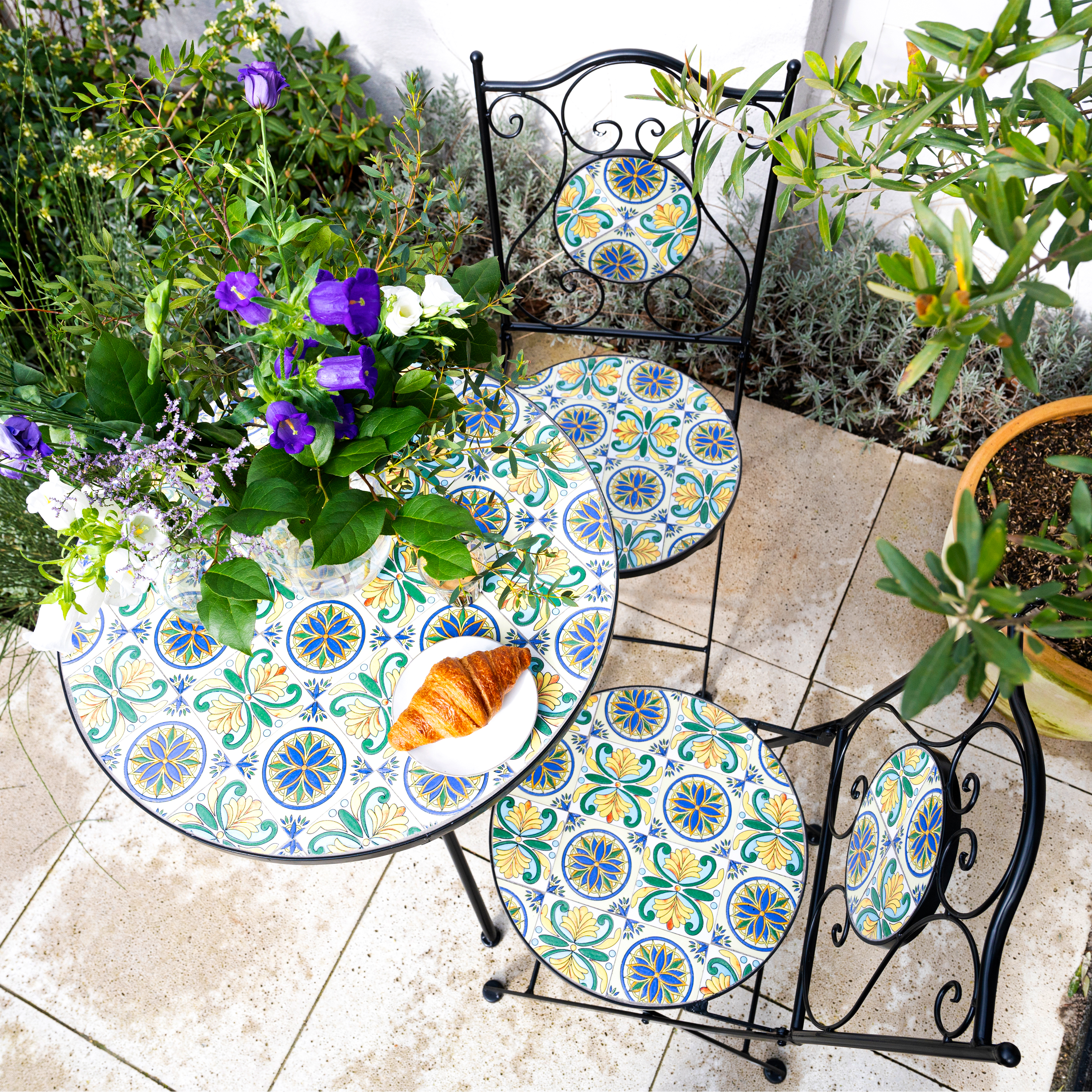 Amélie Mozaïek Bistroset Siciliaanse stijl Blauw/geel