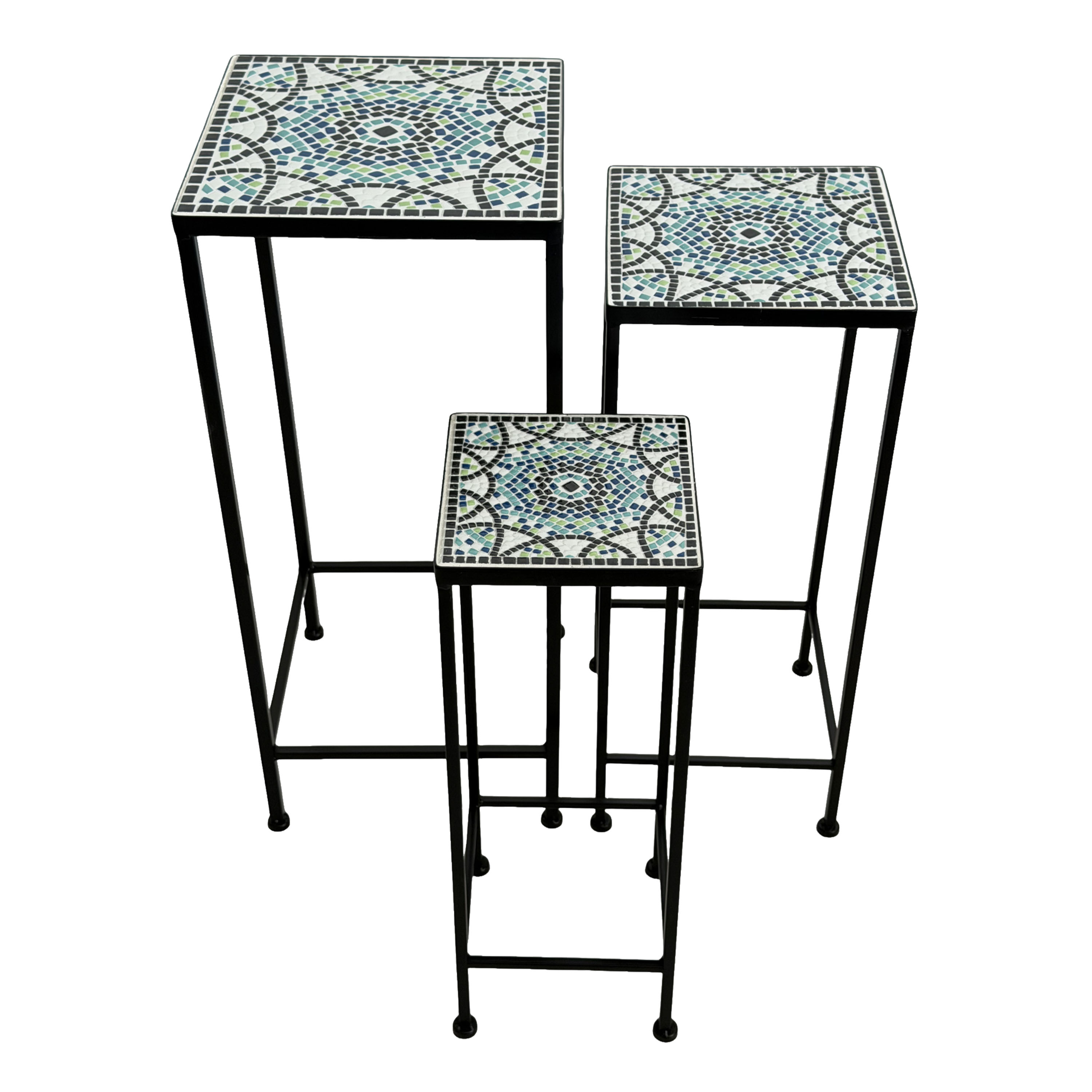 Eline Mozaïek Plantentafel Vierkant Multikleur - Set 3 stuks