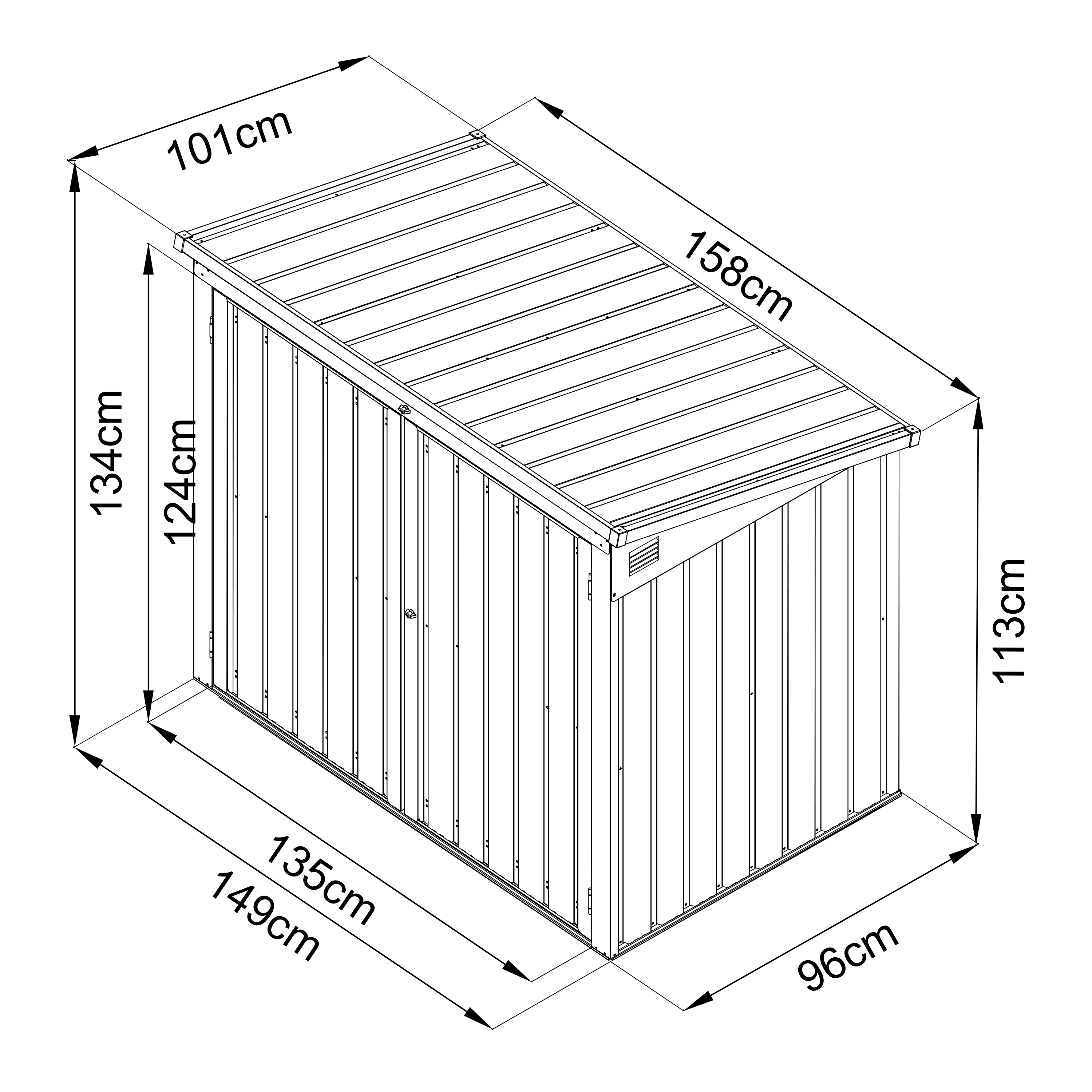 Oscar metalen Containerombouw Tuinkast Antraciet 2x 240L
