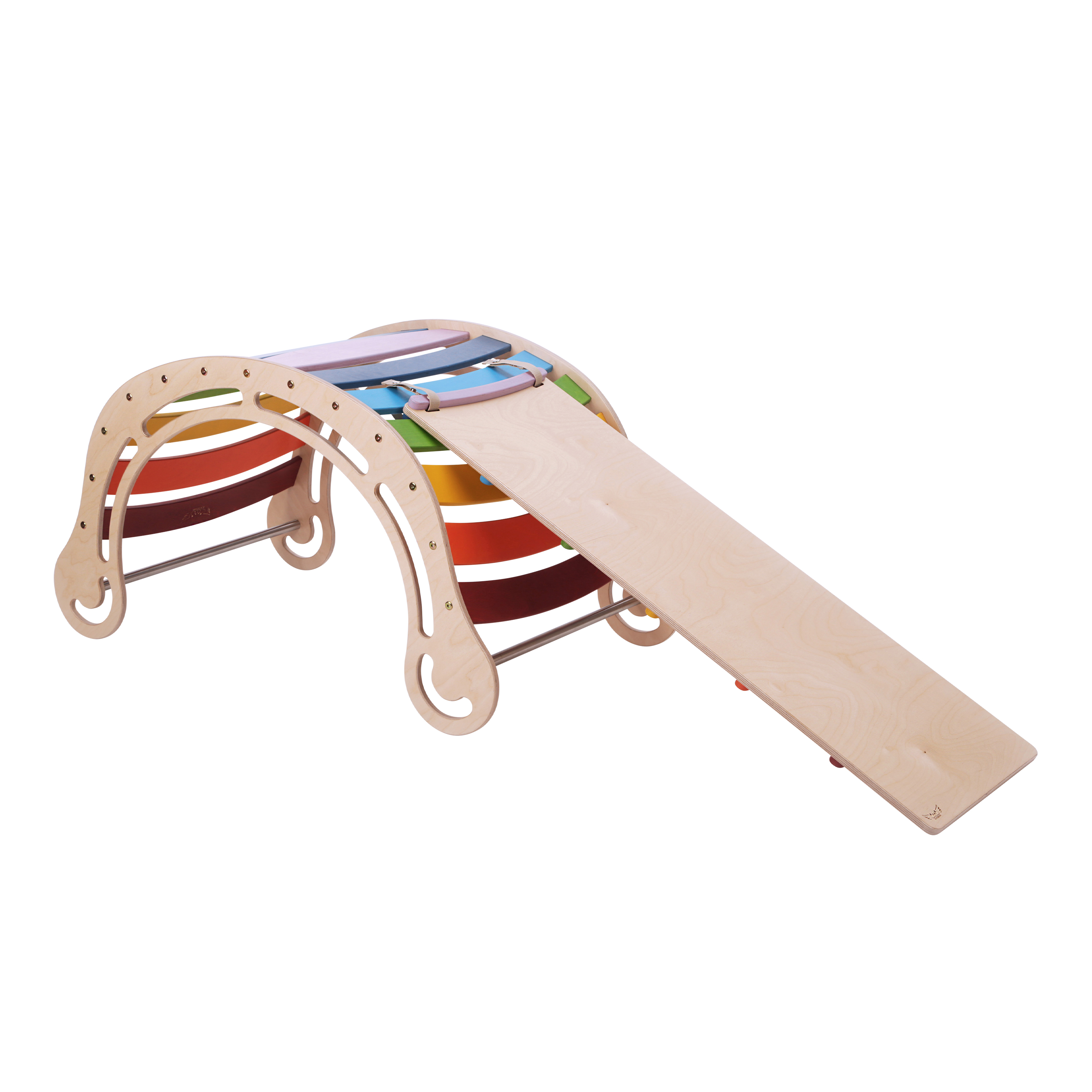 Houten XXL Rocker met Klimwand Regenboog