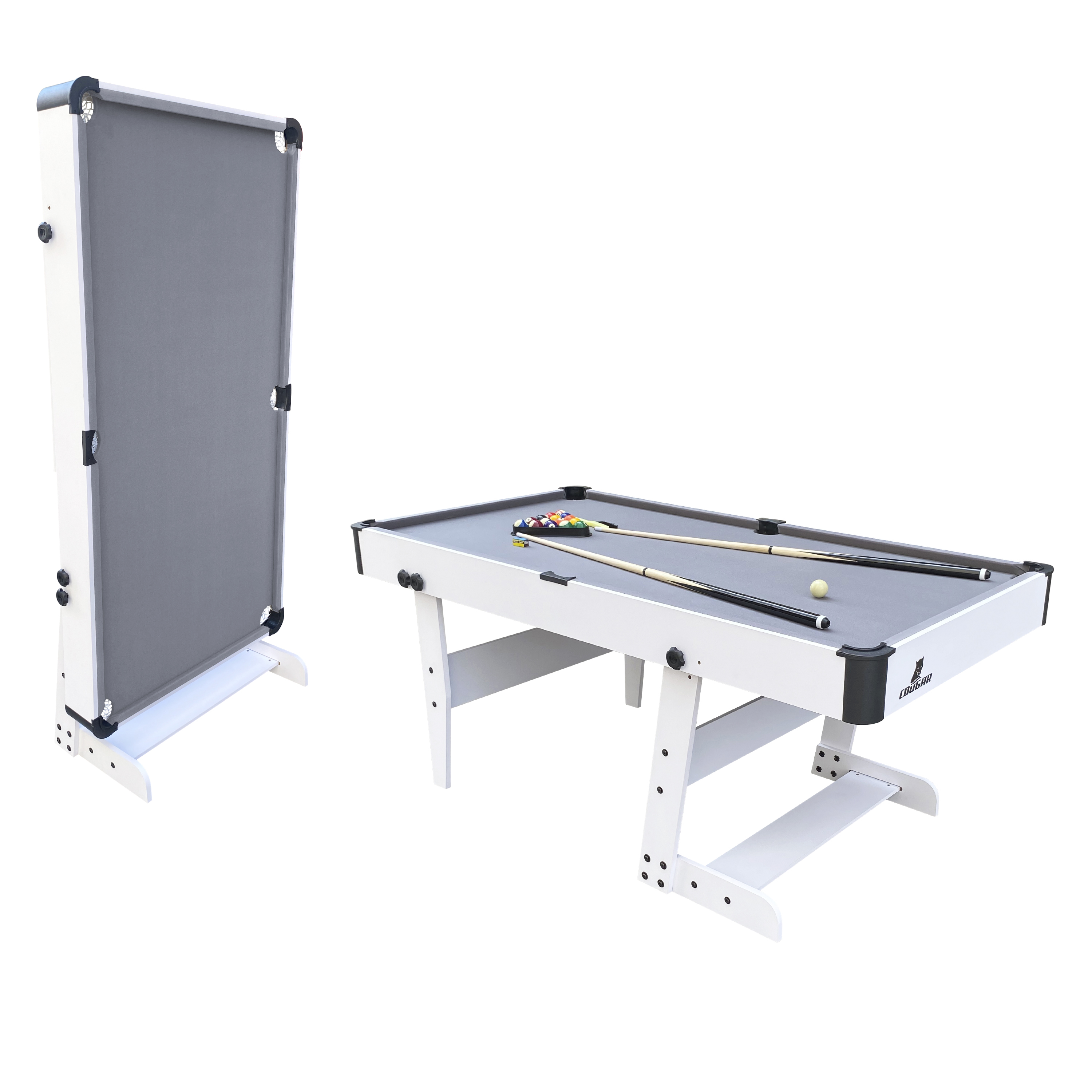 Hustle L folding Pool Table White