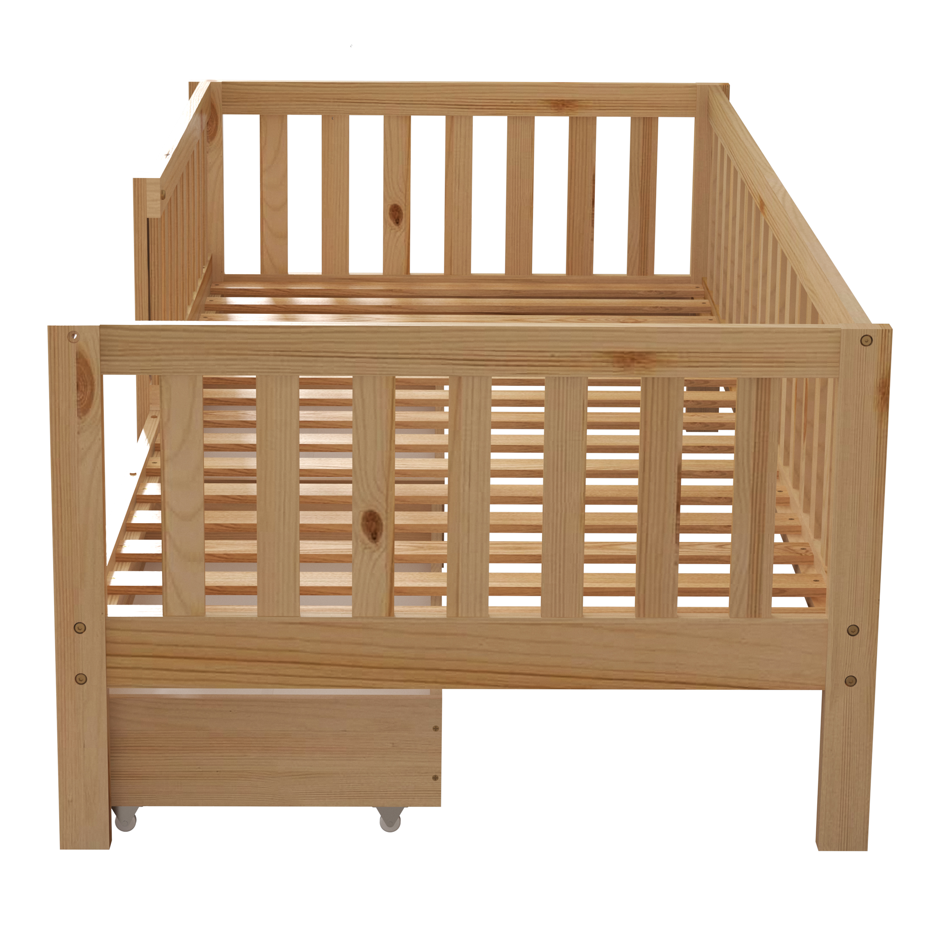 Isa Kids Bed with Storage Drawers Natural – With Mattress