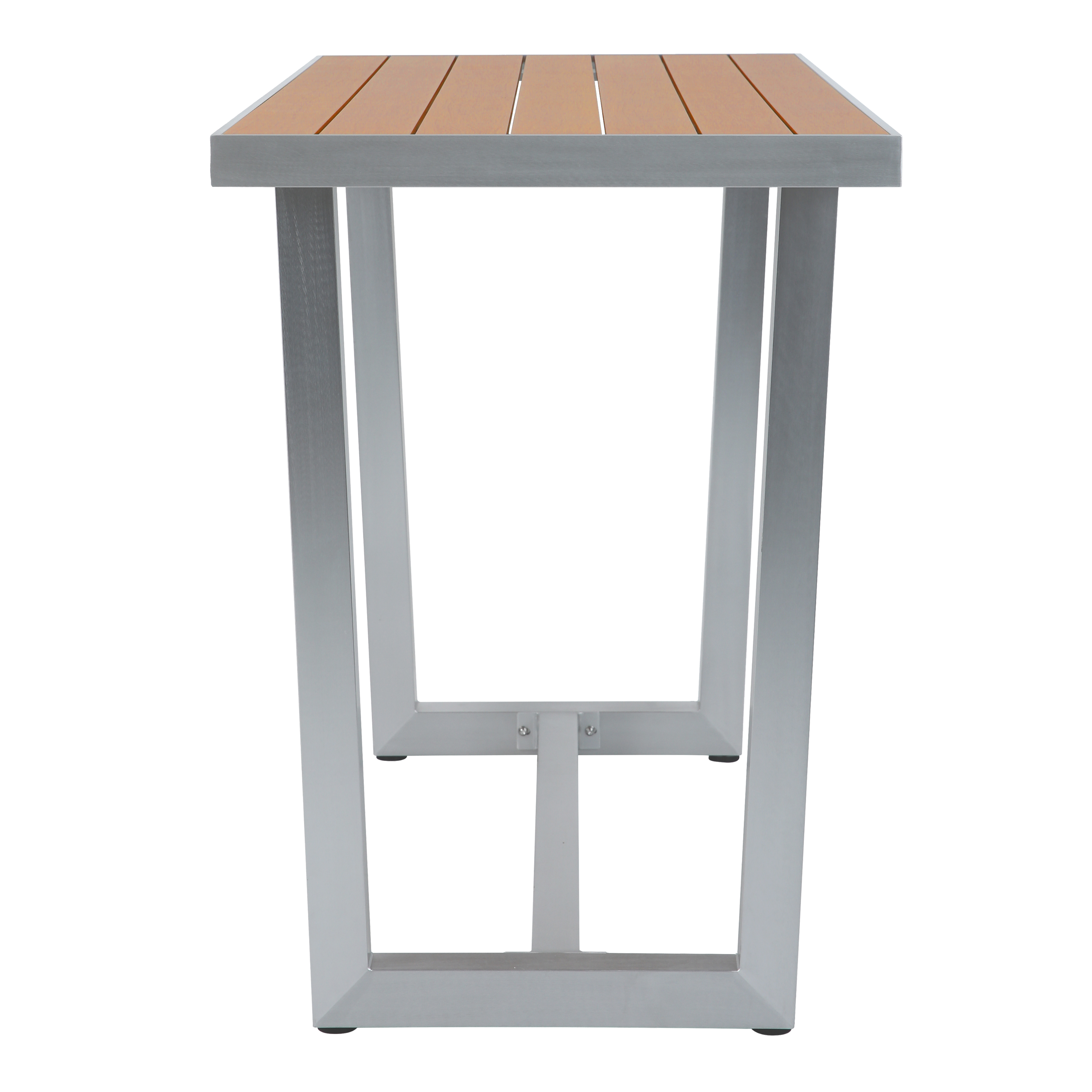 James Garten Bartisch mit 4 Barhockern aus Aluminium in Holz