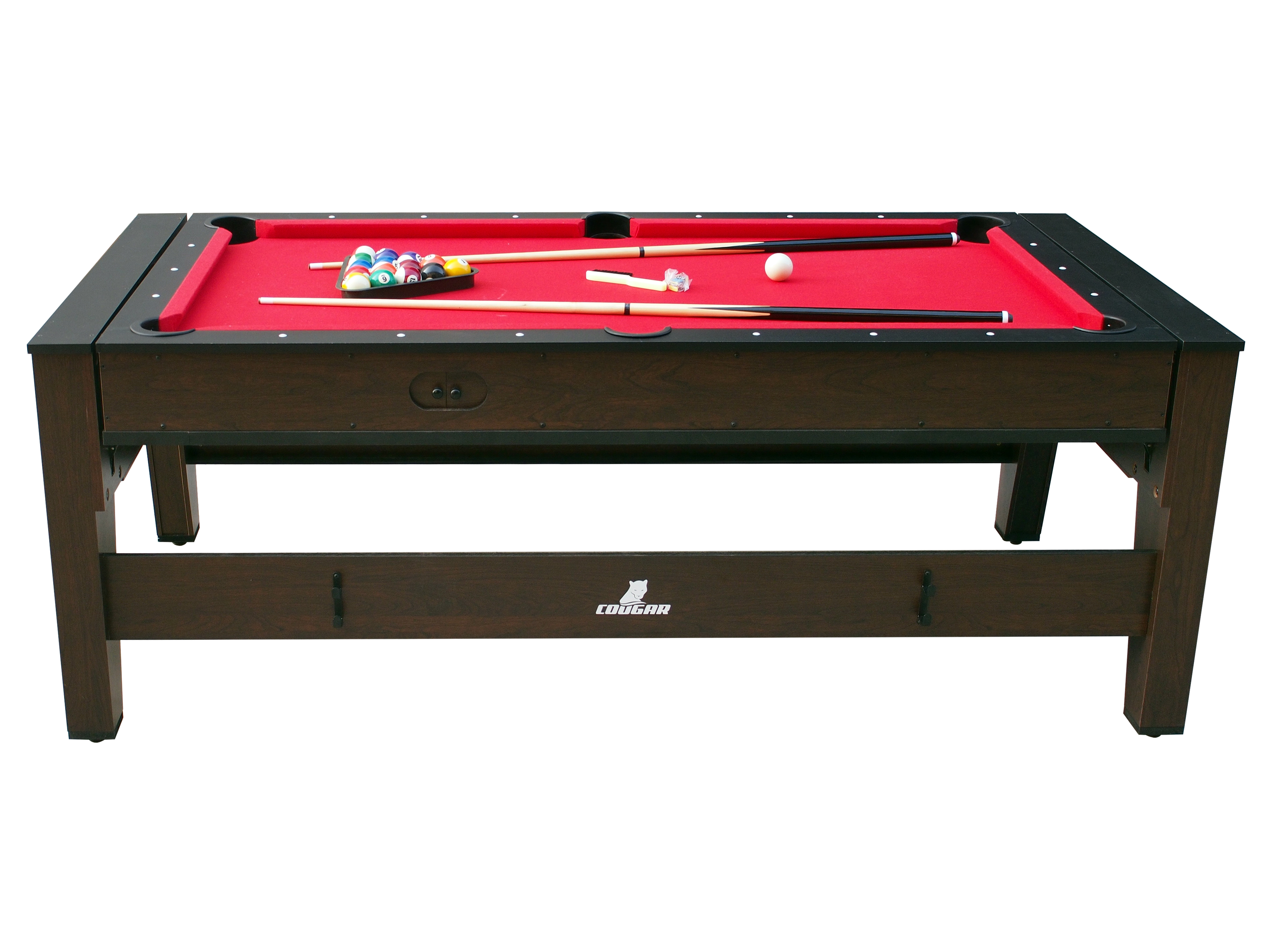 Table de Billard & Air Hockey Reverso 6ft marron / rouge pou