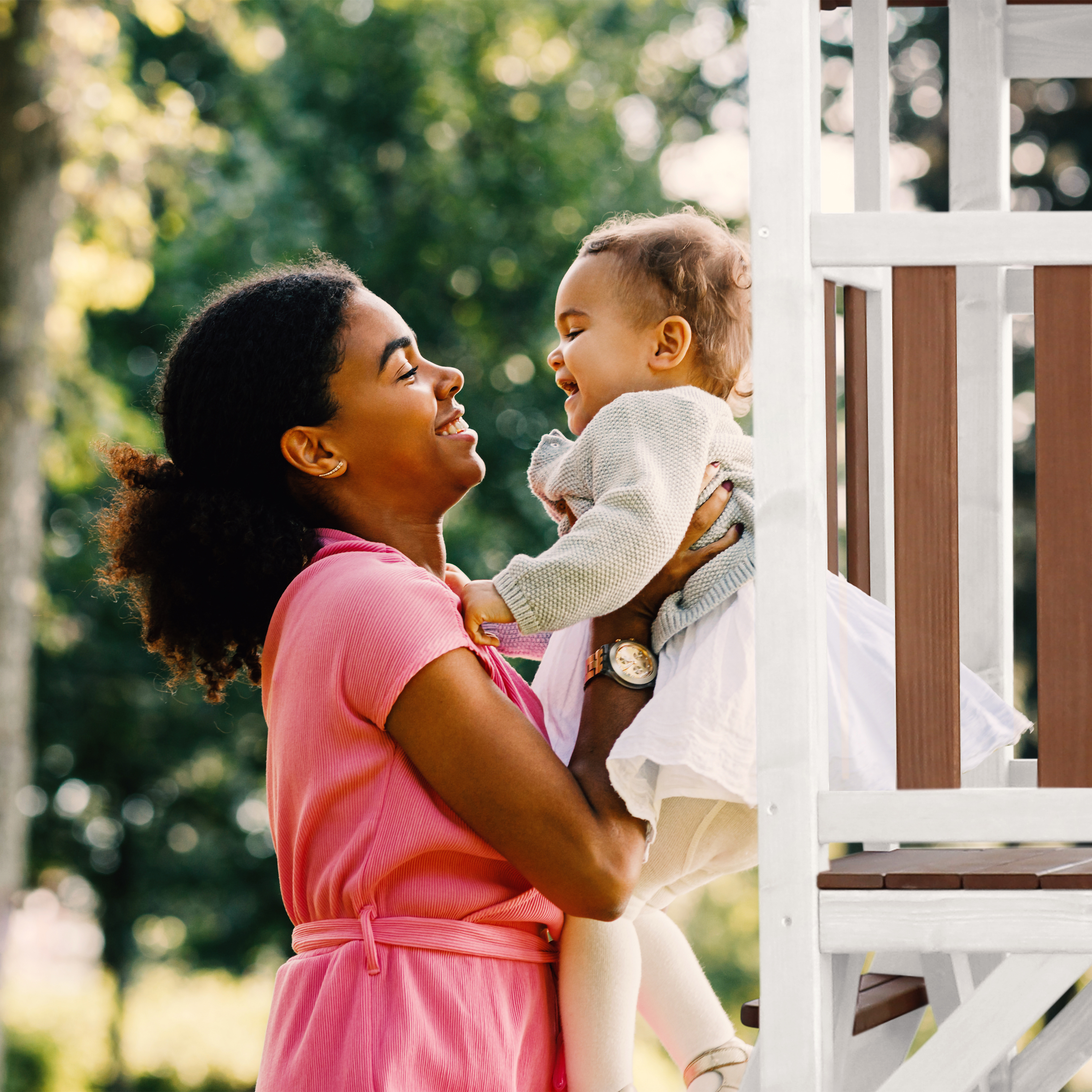 Beach Tower Aire de Jeux avec Toboggan en blanc,  Balançoire