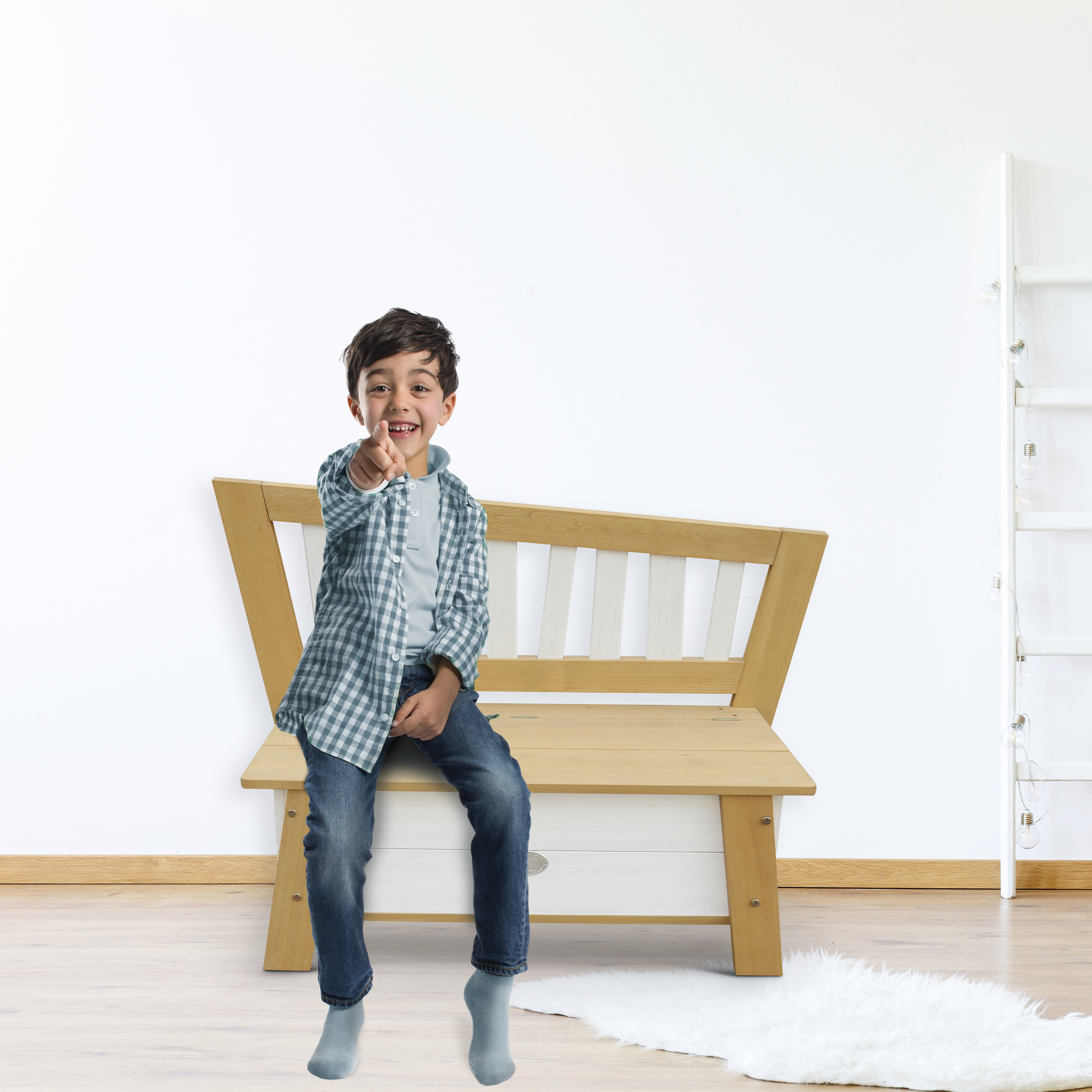 Corky Storage Bench Brown/White Corky Storage Bench Brown/White