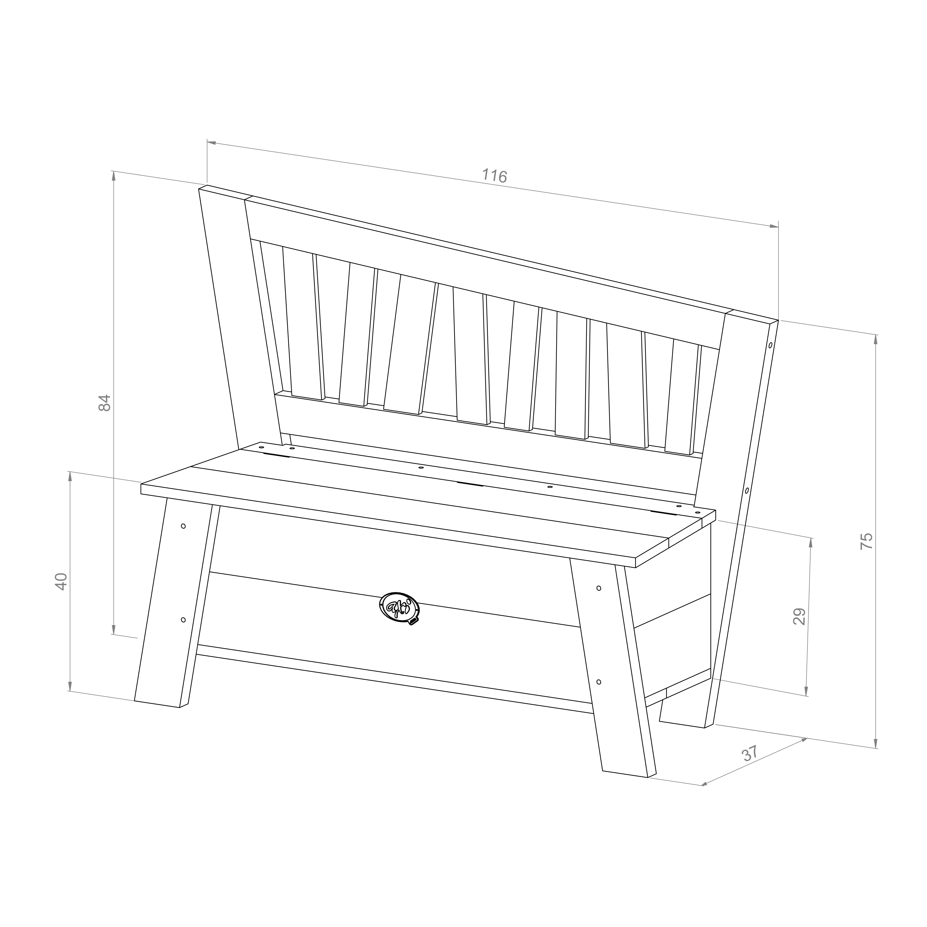 Corky Storage Bench Brown/White Corky Storage Bench Brown/White