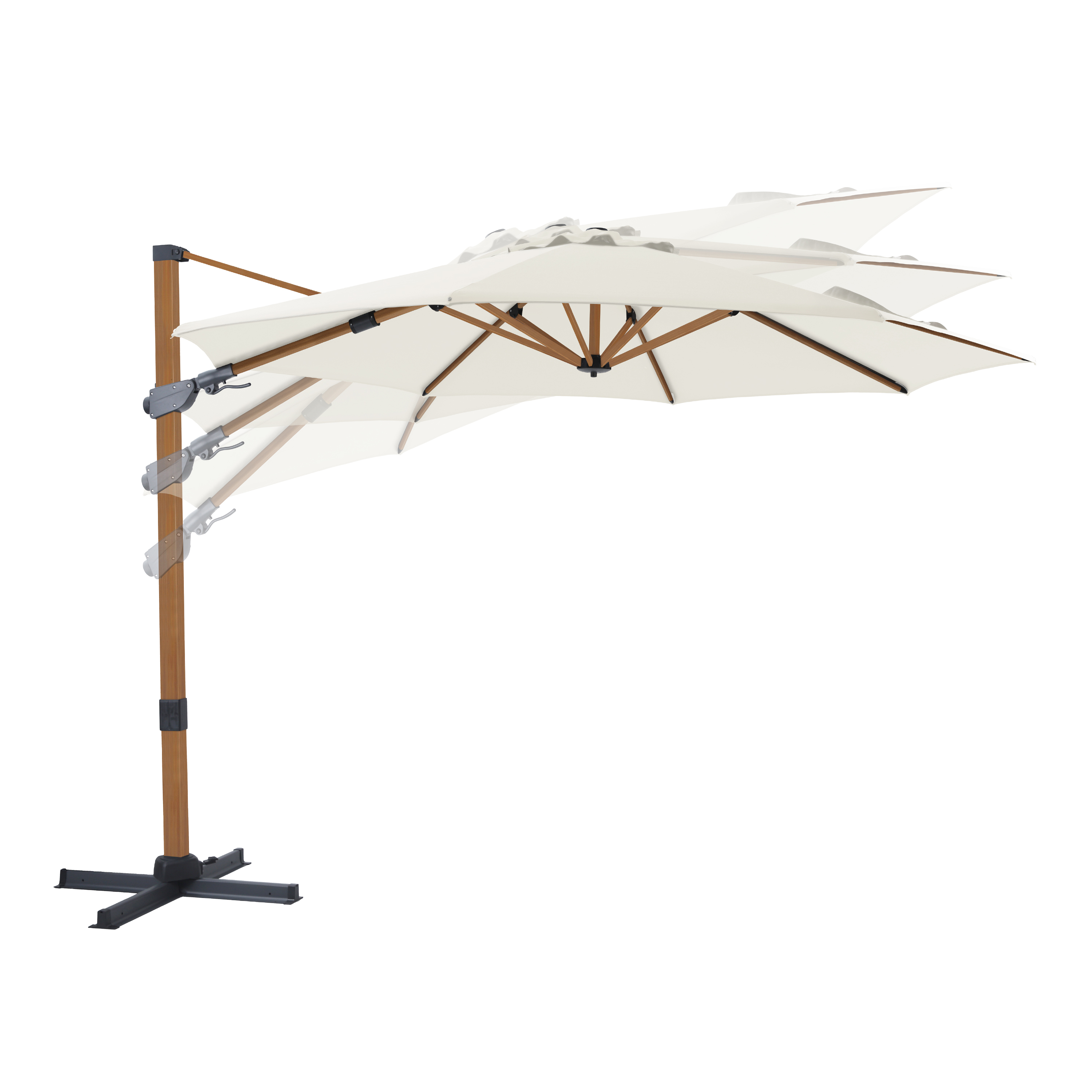 Cyrus Premium Zweefparasol Ø 300cm Houtlook/beige